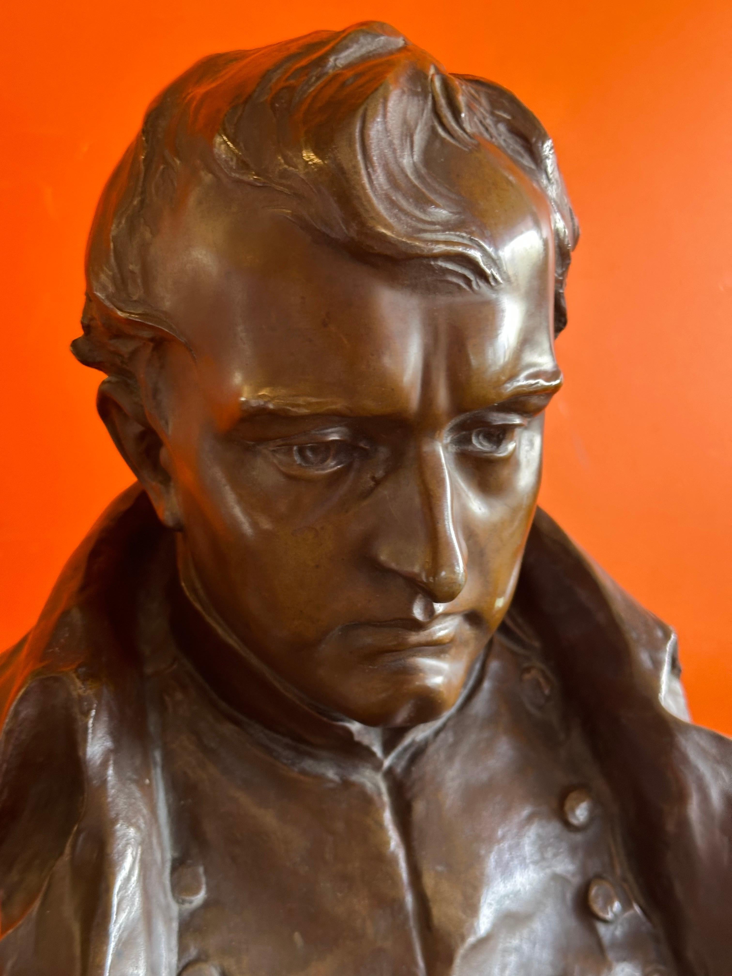Buste Napoléon Bonaparte en bronze ancien sur socle en marbre par Hans Muller en vente 2