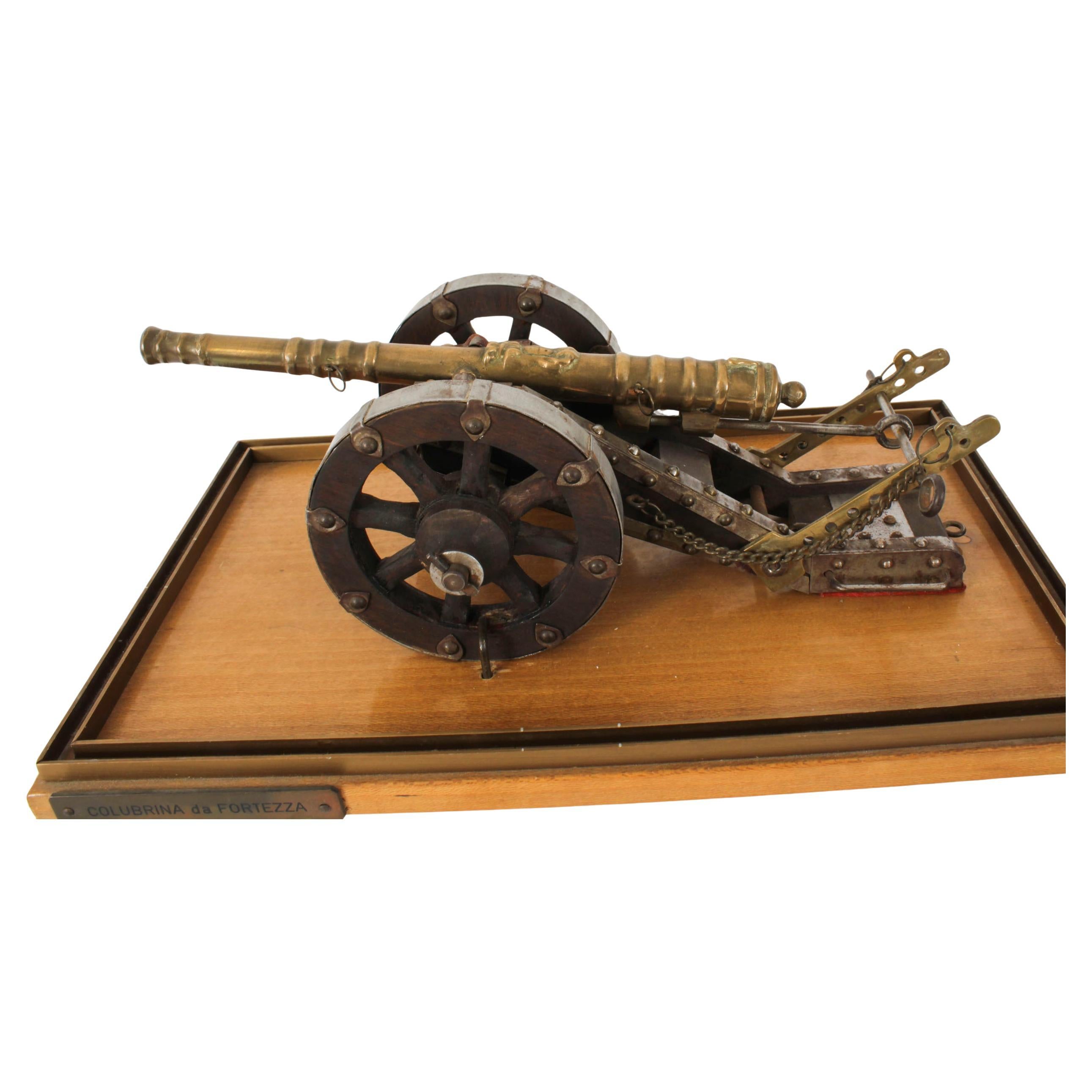 Antique Bronze Cased Model Colubrina da Fortezza Cannon 19th Century