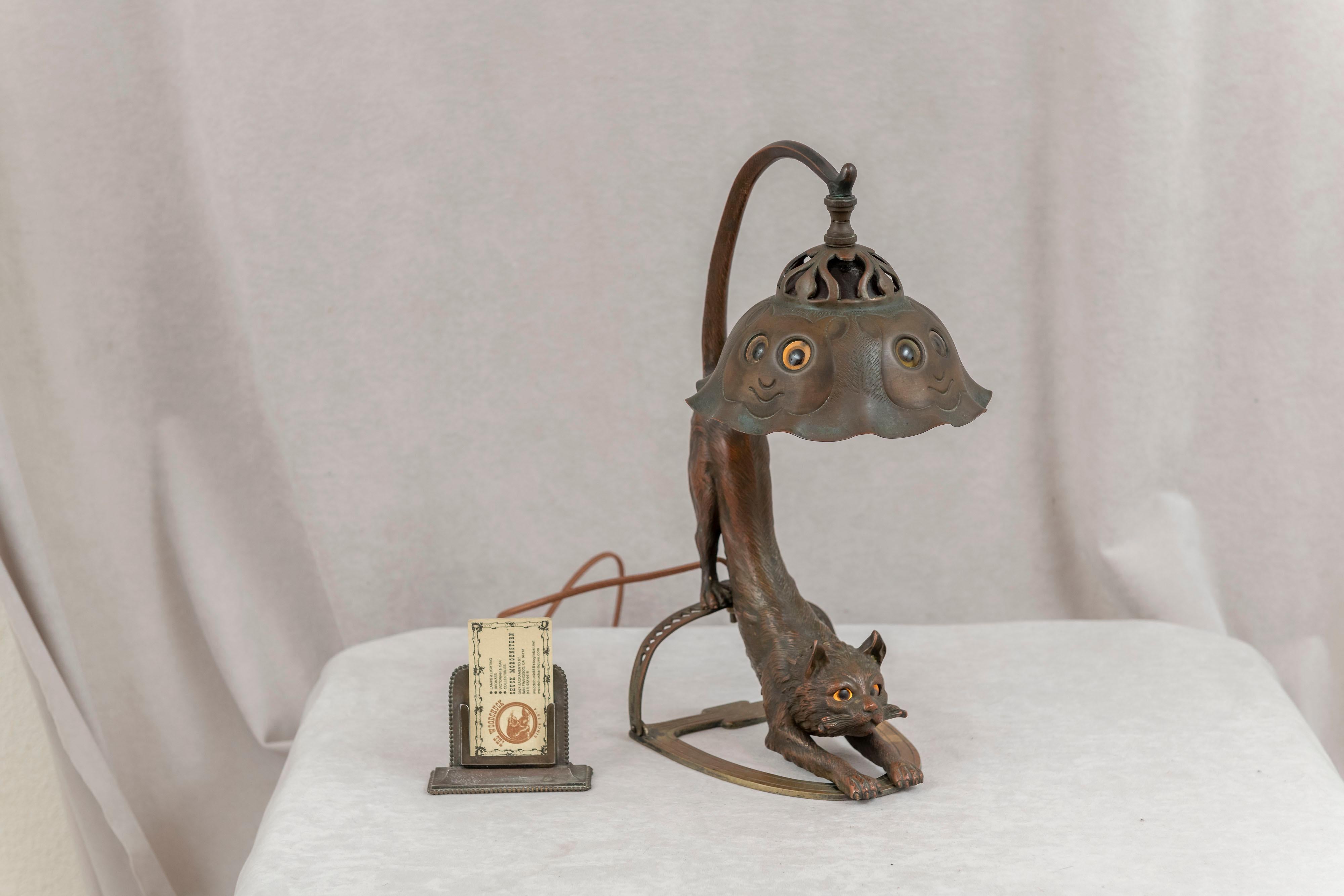 antique cat lamp
