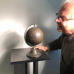 Antique Bronze Celestial Globe Sphere Engraved Holy Islamic Sites, Mumbai