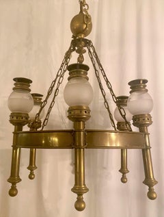 Antique Bronze Chandelier from David Adler Home, Lake Forest IL, Circa 1920-1930