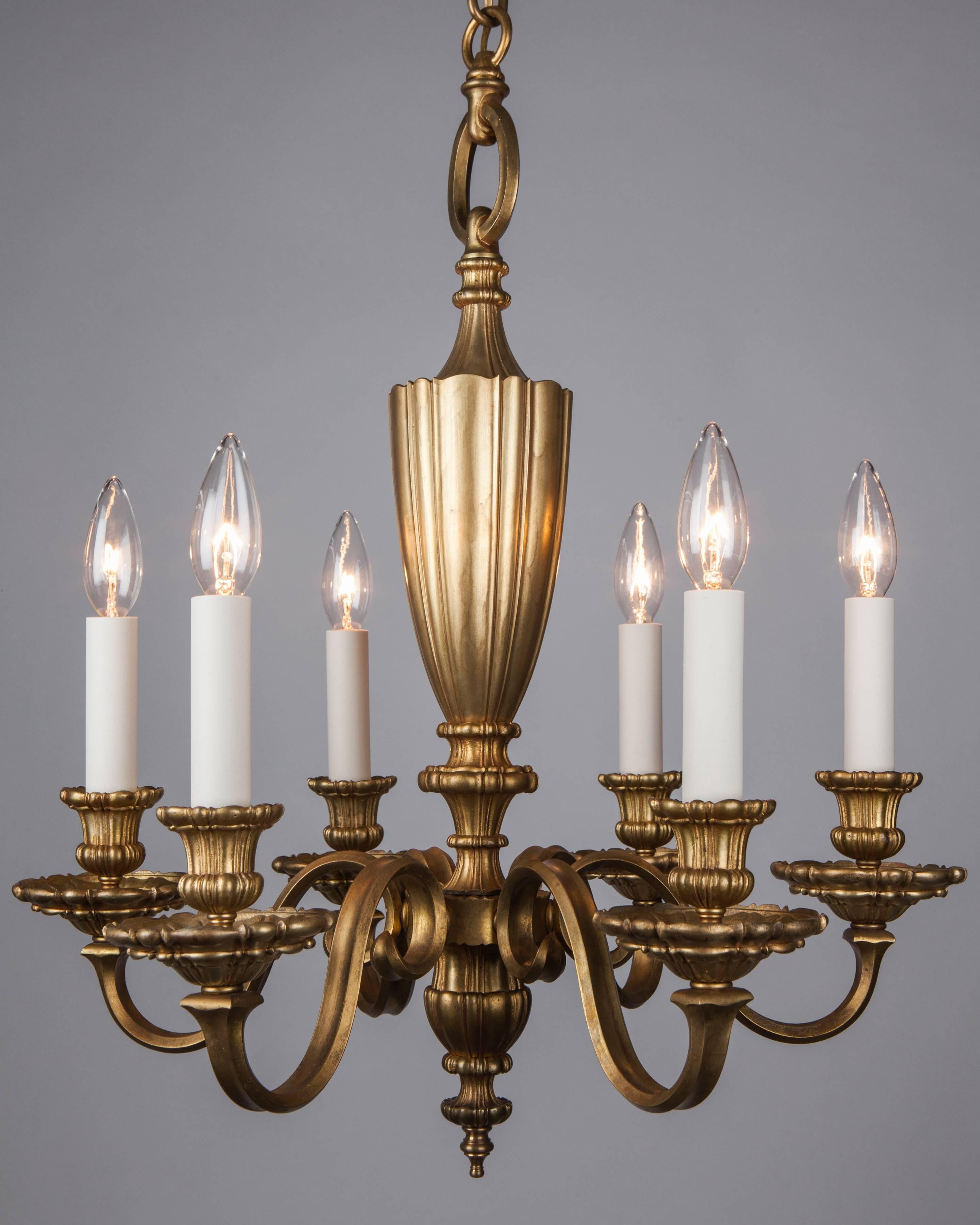Antique Bronze Chandelier, circa 1920 In Good Condition In New York, NY