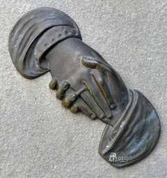 Antique Bronze Clasped Hands By Sylvain Norga