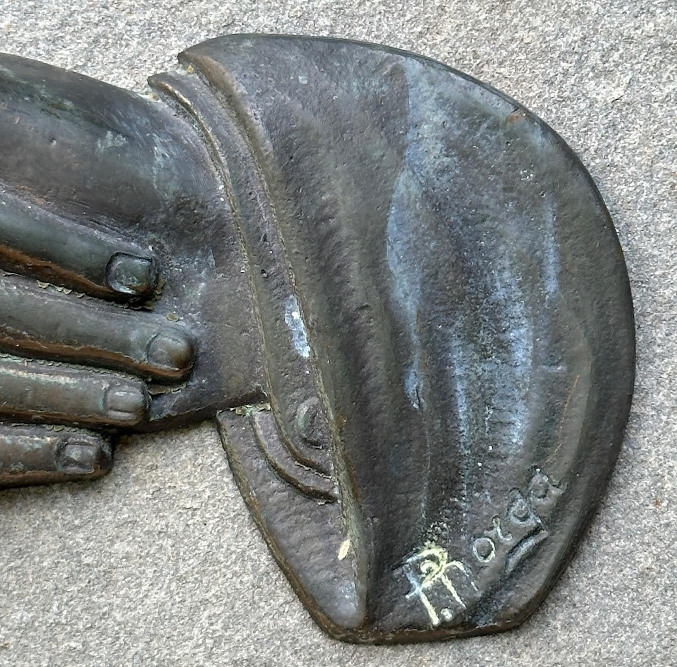 Cast Antique Bronze Clasped Hands By Sylvain Norga For Sale