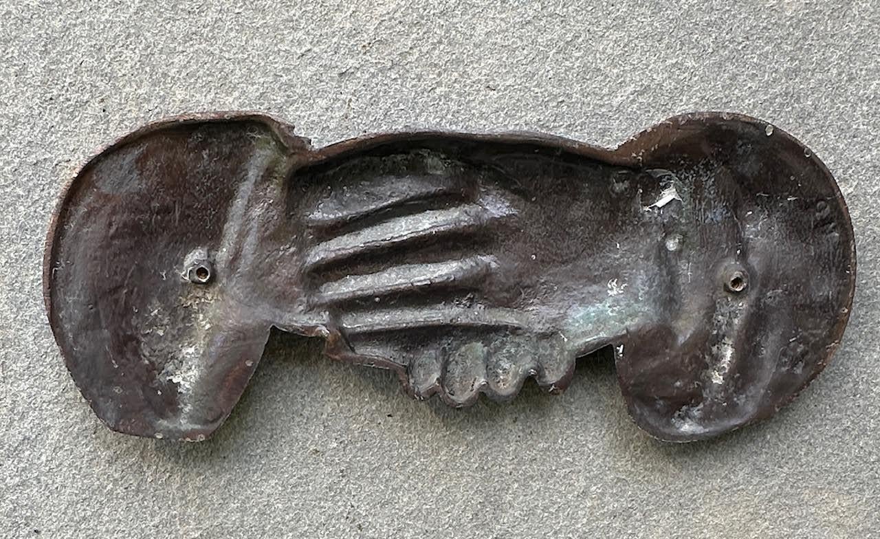Antique Bronze Clasped Hands By Sylvain Norga In Good Condition For Sale In Stamford, CT