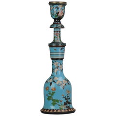 Antique Bronze / Copper Cloisonne Vase/Hookah Base Japan 19th Century Meiji Bird