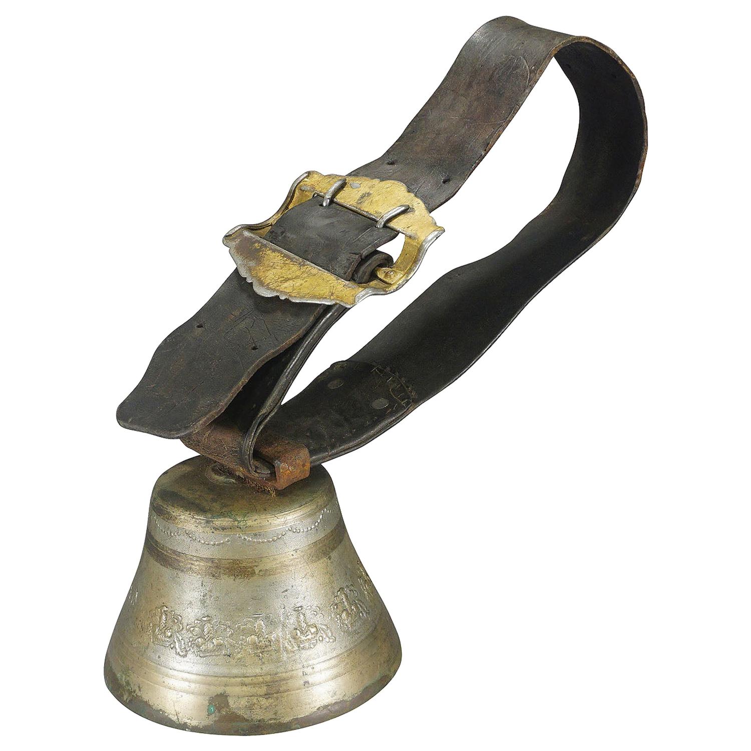 Antique Bronze Cow Bell Made in Switzerland, ca 1900