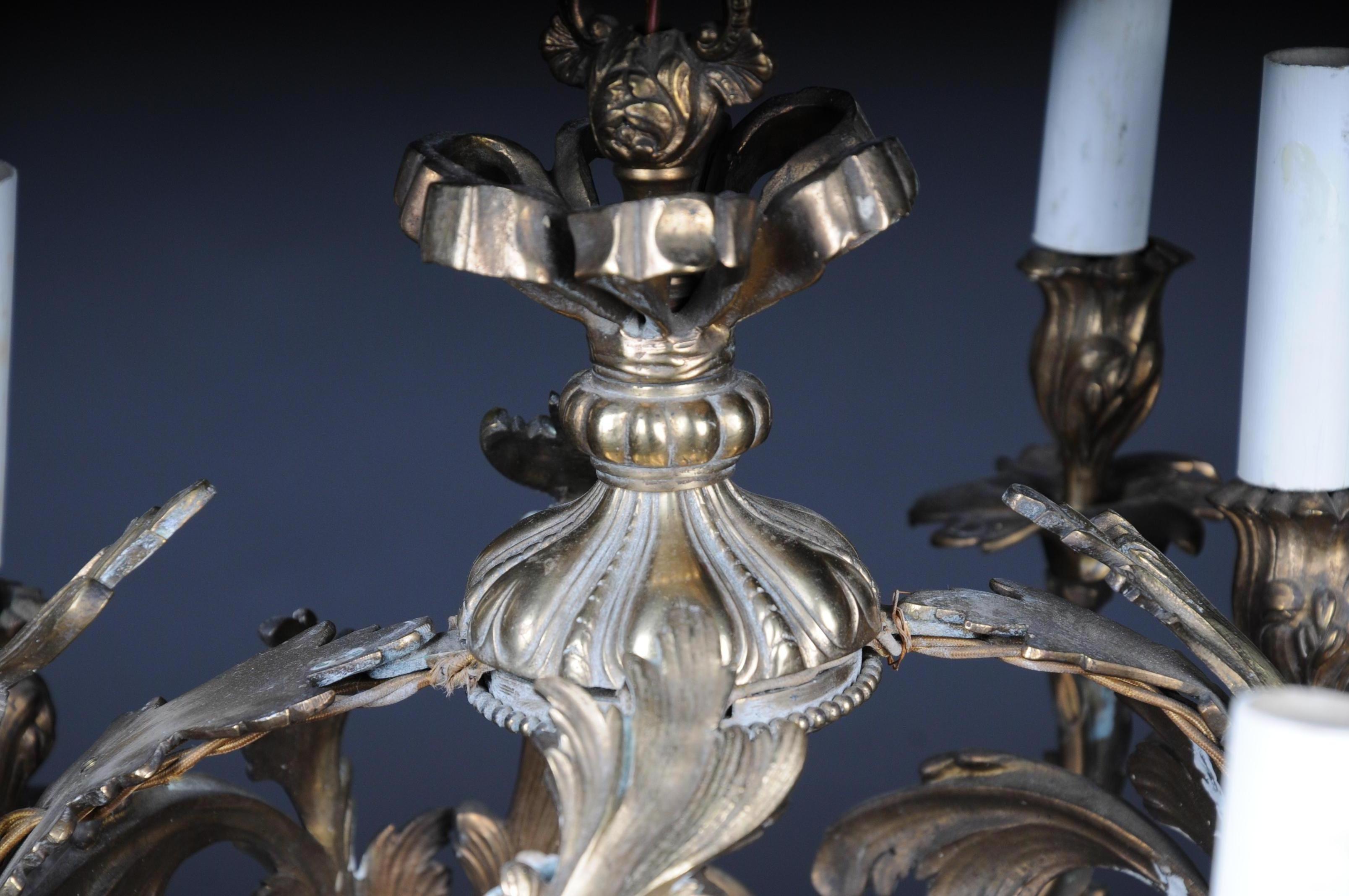 Chandelier couronne / lustre rococo en bronze ancien, vers 1900 en vente 8