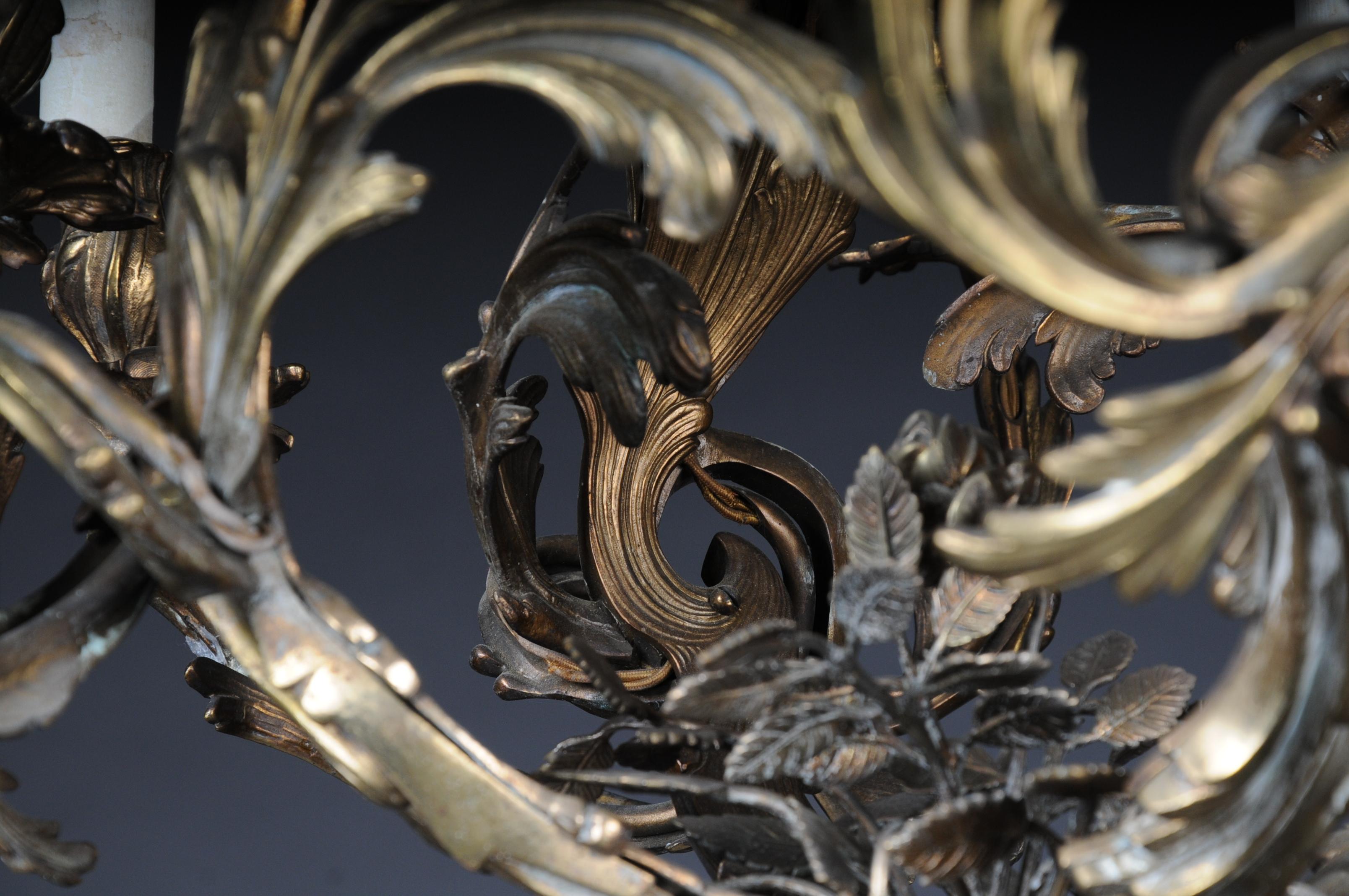 Antica corona di bronzo / lampadario rococò, circa 1900 in vendita 10