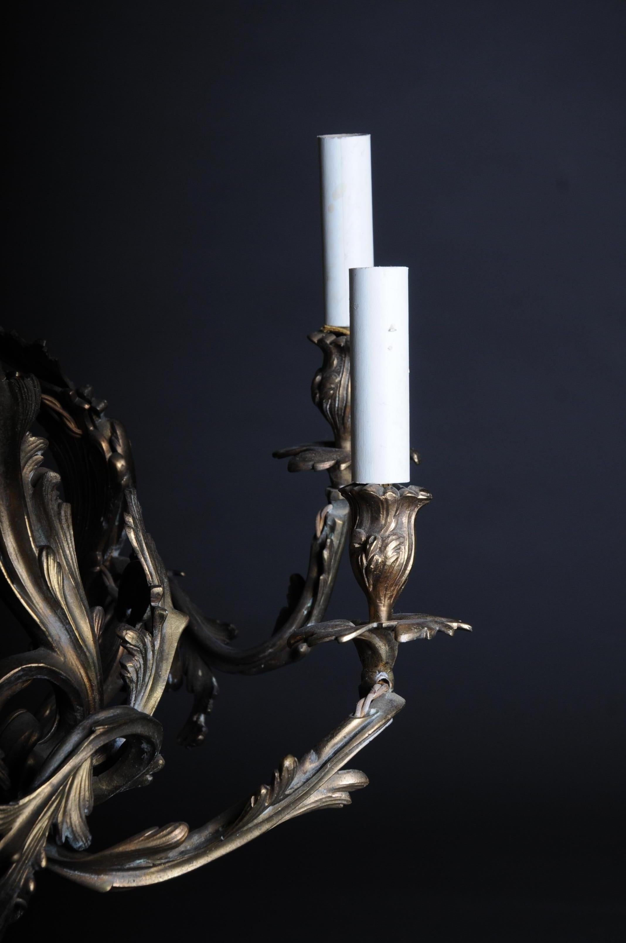 Bronze Chandelier couronne / lustre rococo en bronze ancien, vers 1900 en vente