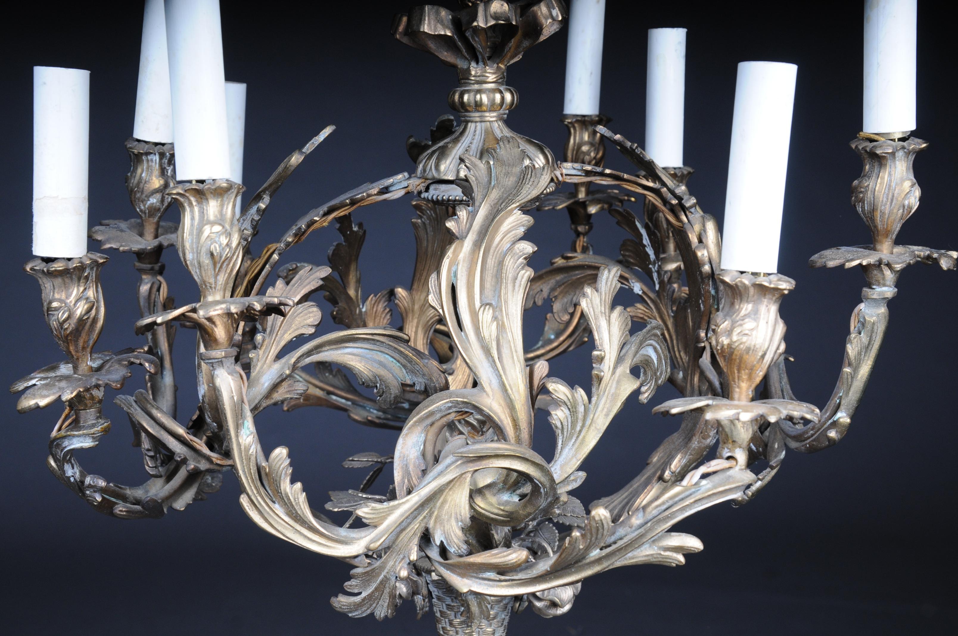 Chandelier couronne / lustre rococo en bronze ancien, vers 1900 en vente 3