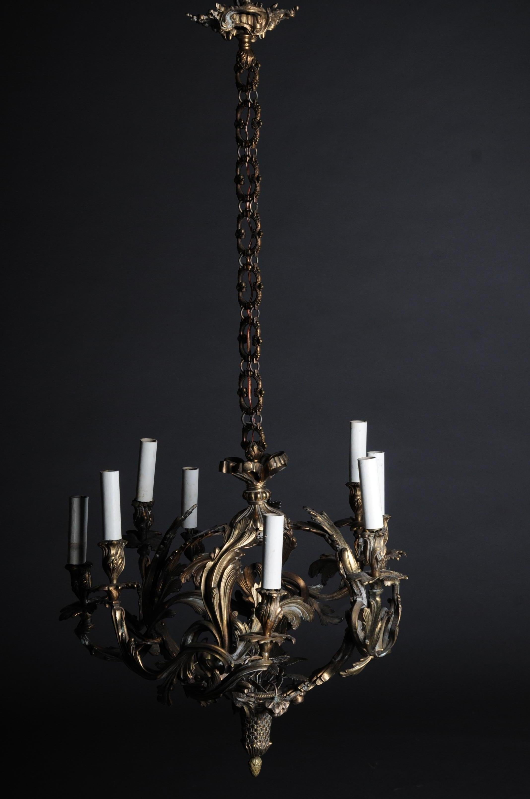 Néo-rococo Chandelier couronne / lustre rococo en bronze ancien, vers 1900 en vente