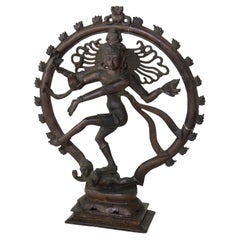 Antique Bronze Dancing Shiva Nataraja Statue Standing On Demon Apasmara C1920