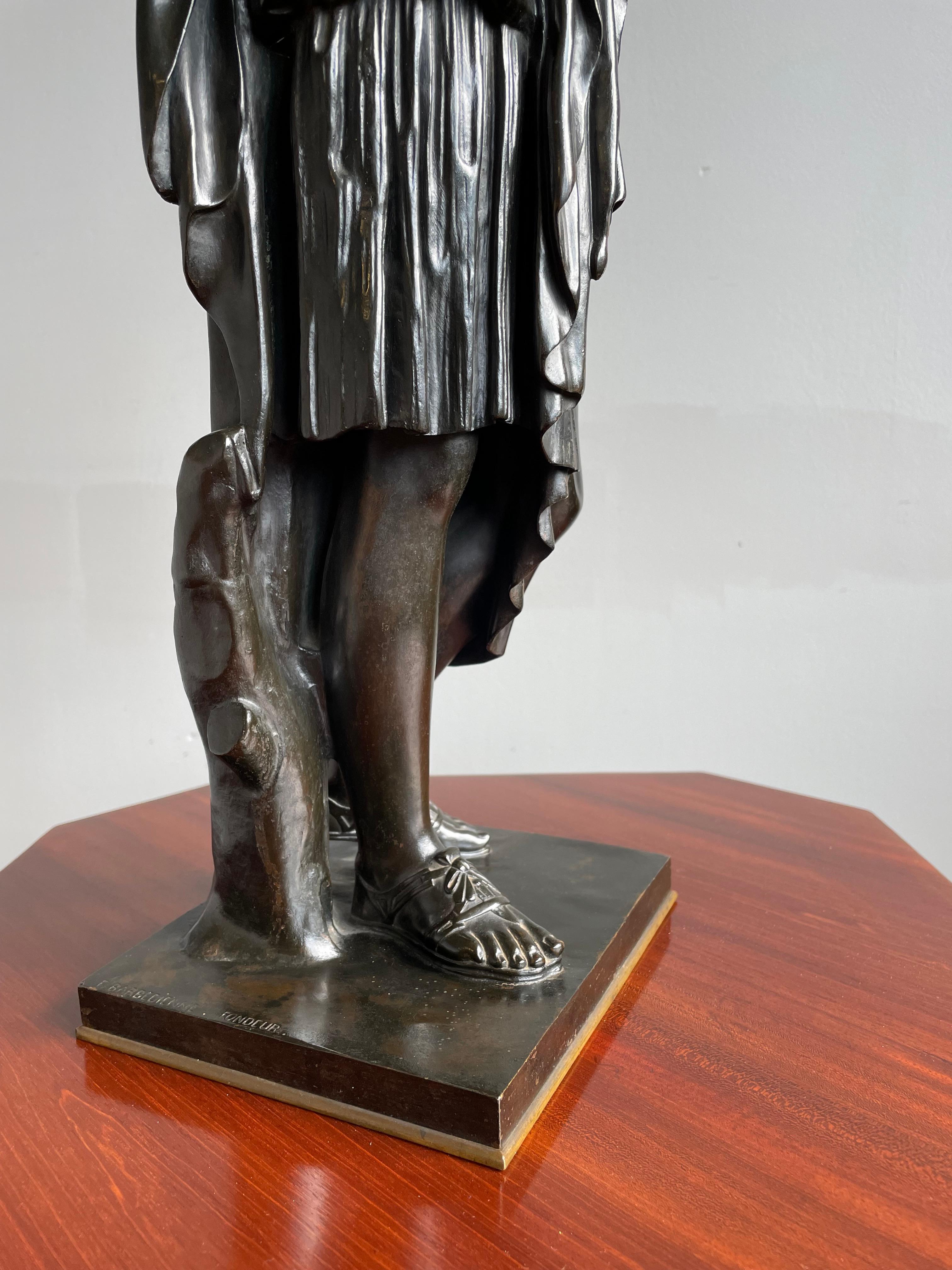 Antique Bronze Diana of Gabii Sculpture Made & Marked F. Barbedienne & L. Collas 1
