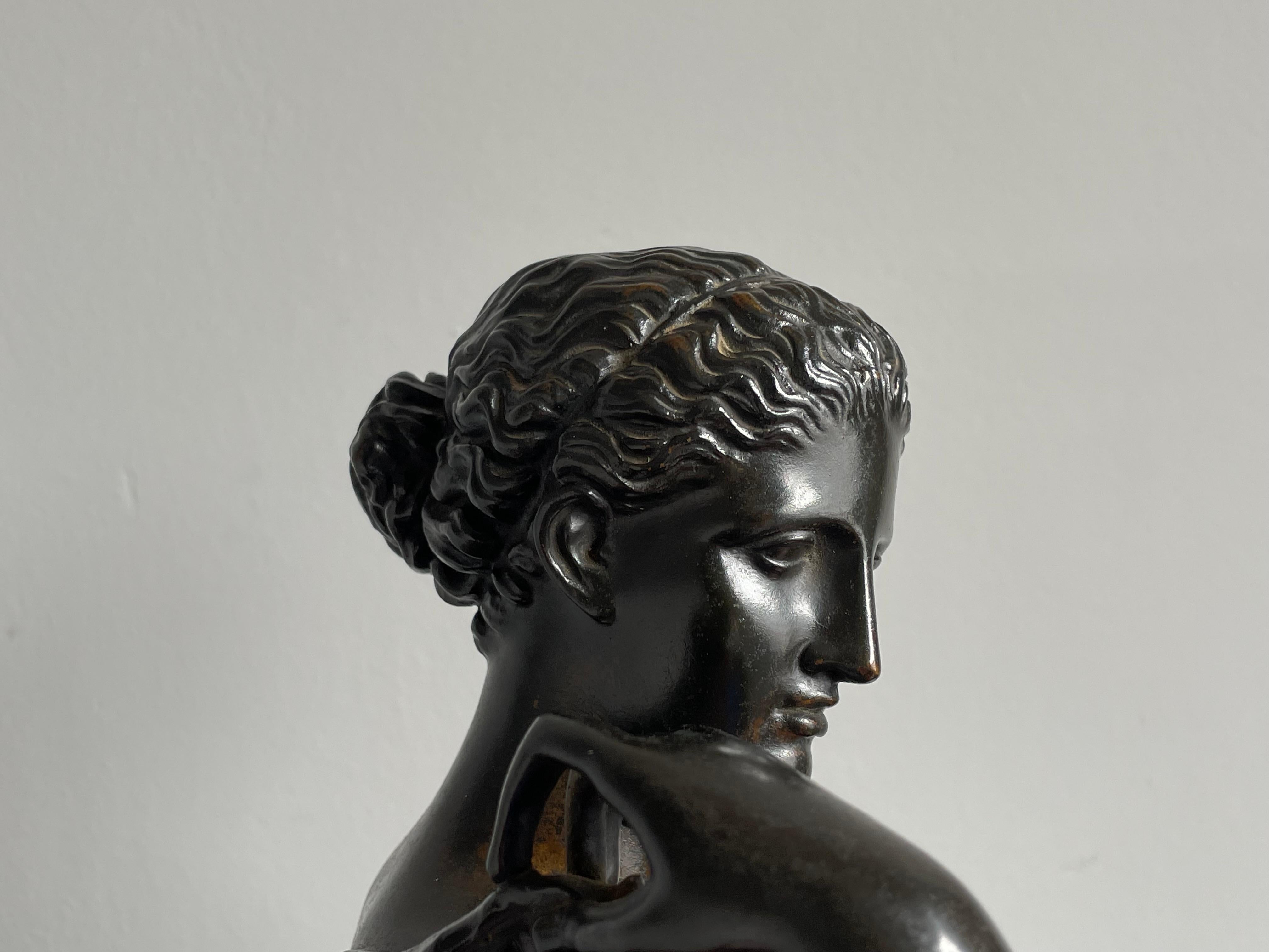 French Antique Bronze Diana of Gabii Sculpture Made & Marked F. Barbedienne & L. Collas For Sale