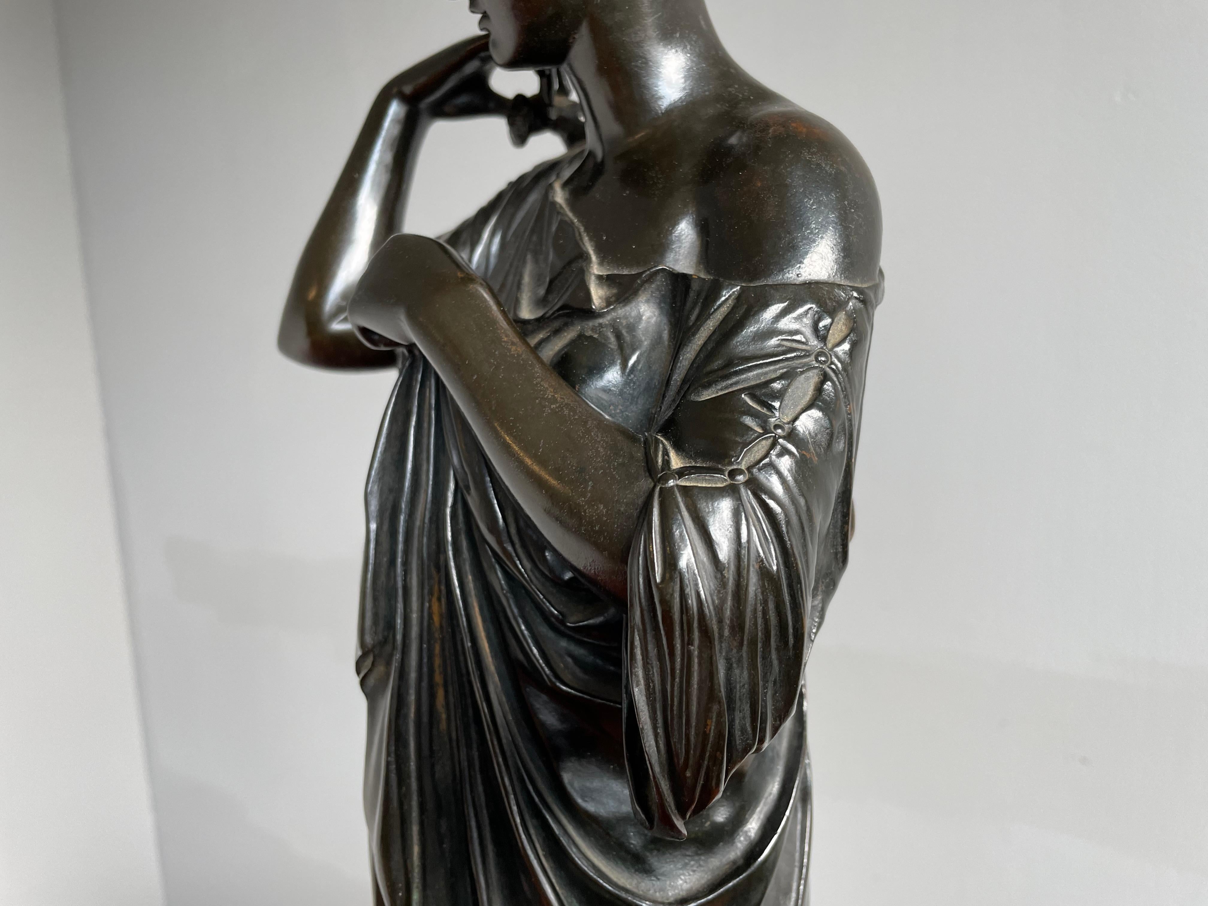 Antique Bronze Diana of Gabii Sculpture Made & Marked F. Barbedienne & L. Collas In Good Condition For Sale In Lisse, NL