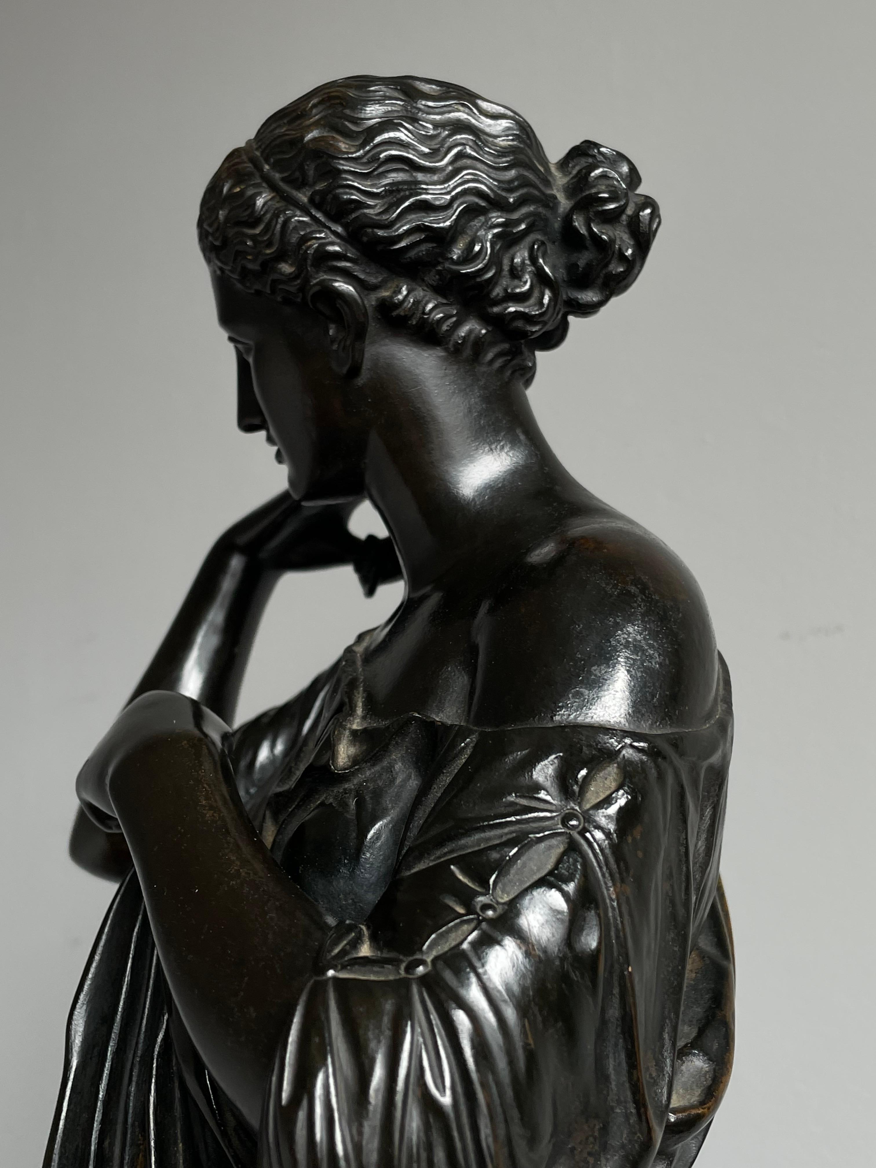 French Antique Bronze Diana of Gabii Sculpture Made & Marked F. Barbedienne & L. Collas For Sale