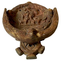 Couteau de porte ancien en bronze sur le thème de la chasse