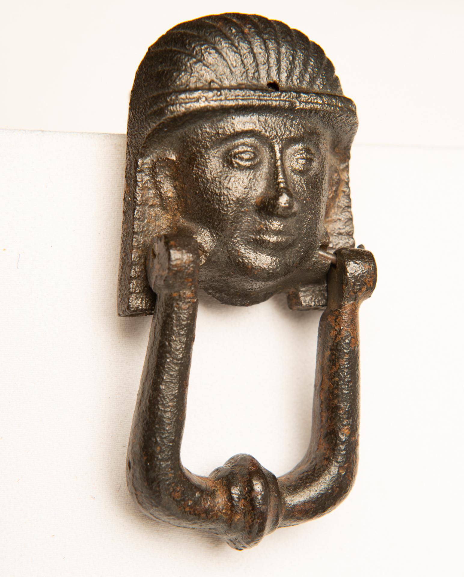 Egyptian antique Bronze Door Knocker with Sphinx For Sale