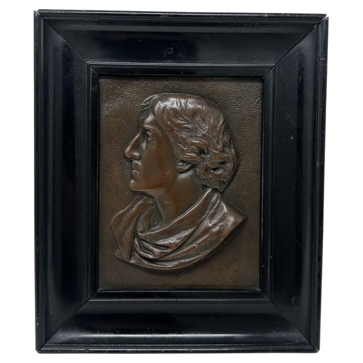 Antique Bronze Ebony Framed Plaque Portrait of Actor Sir Henry Irving 1838-1905 For Sale