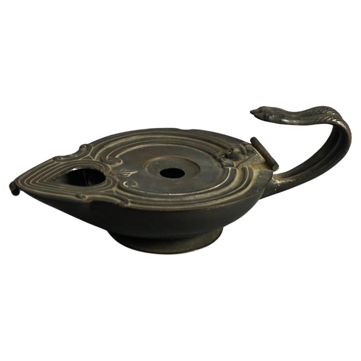 Lampe à doigt néo-égyptienne ancienne en bronze, c1870