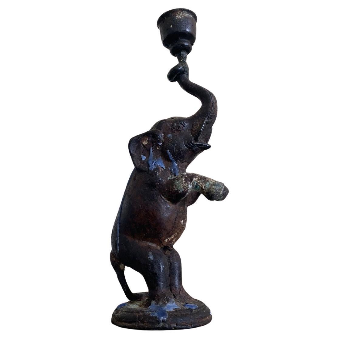 Antique Bronze Elephant Candle Holder, Eastern Origin, Circa 1890