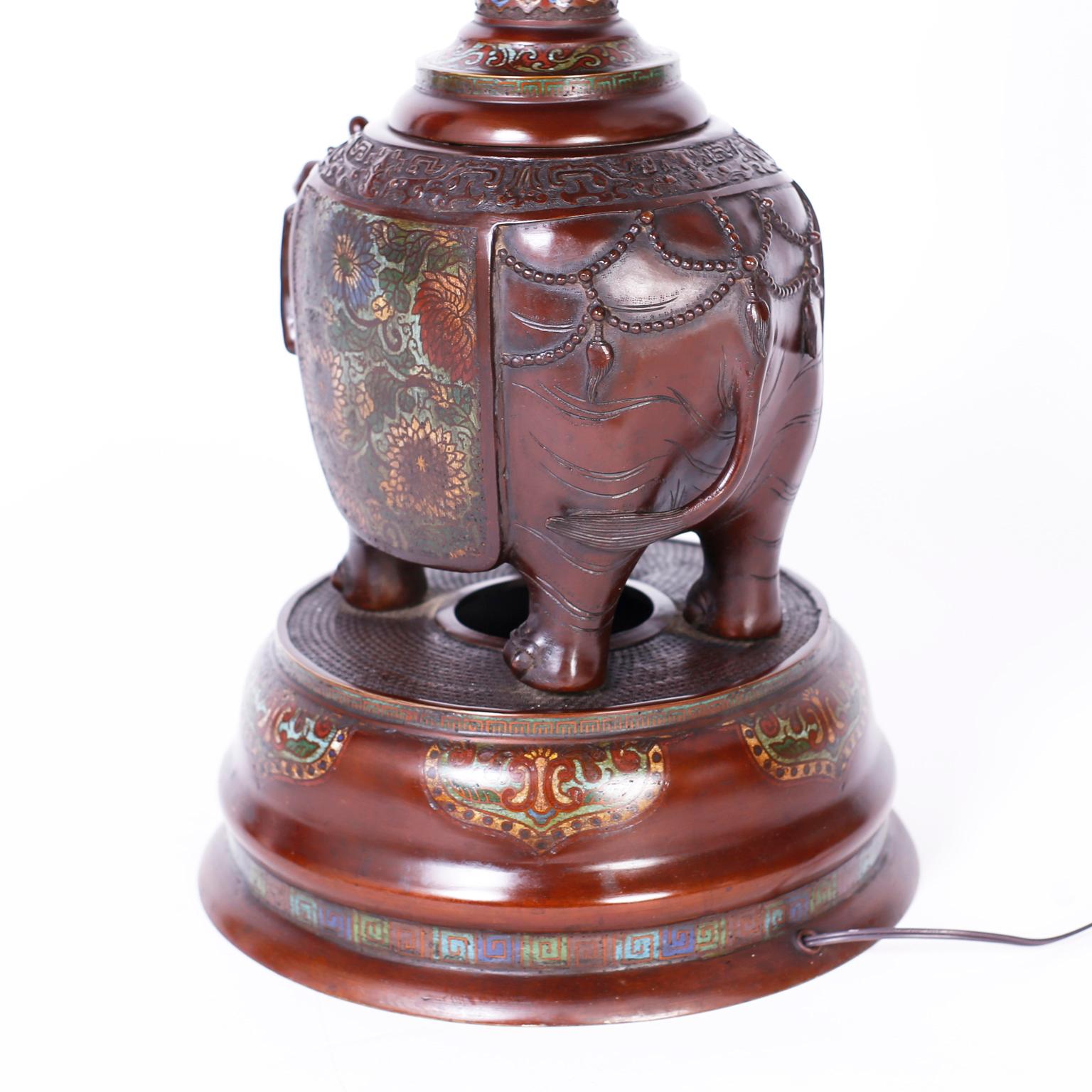 19th Century Antique Bronze Elephant Floor Lamp