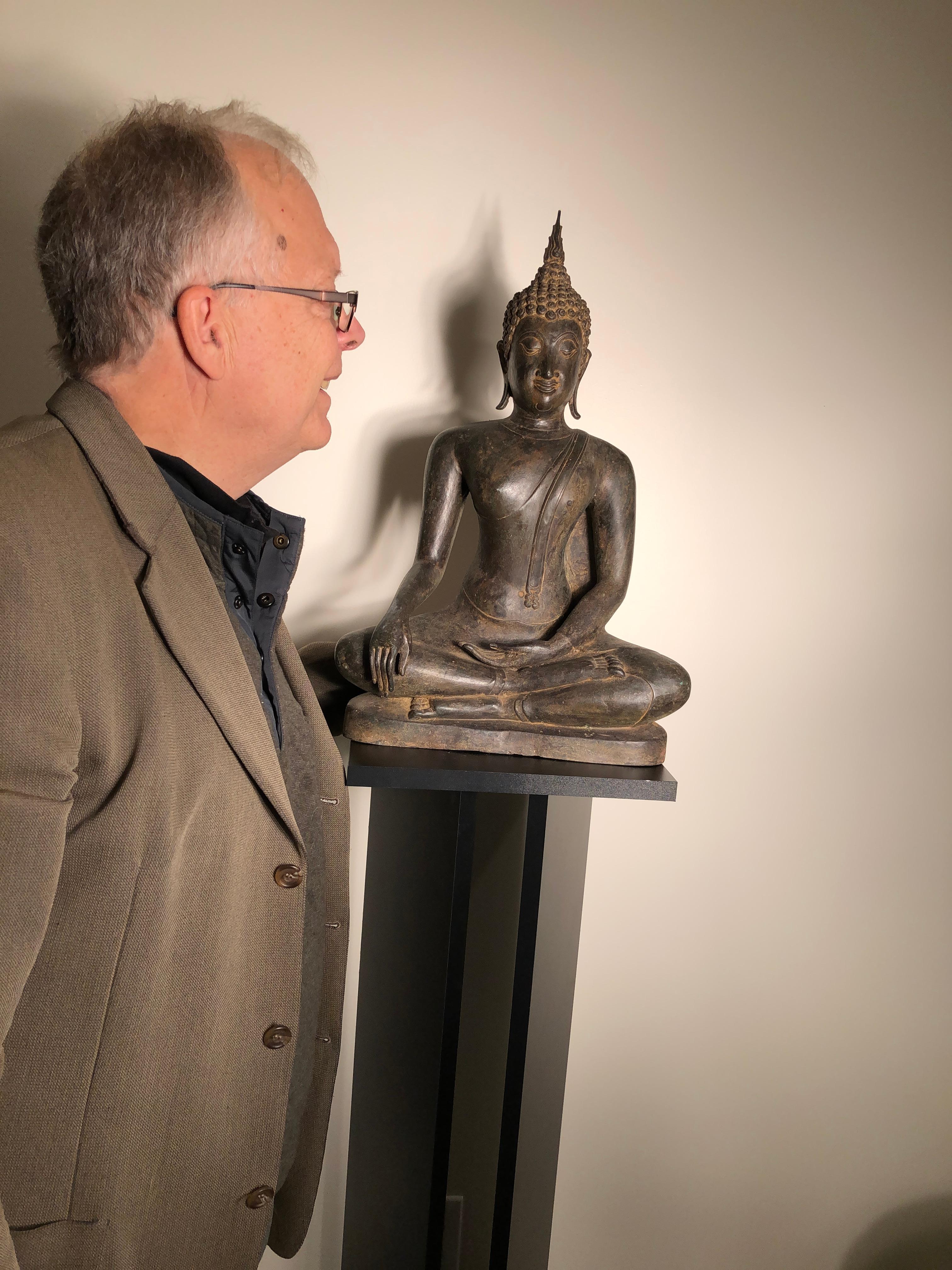 From a fifty year old UK Buddhist Collection.

Thailand bronze Buddha 18th century Sukhothai Enlightenment Buddha. 

This beautiful Buddha sculpture will bring serenity and timeless style to your home, office, sacred, or garden space. 

The Buddha