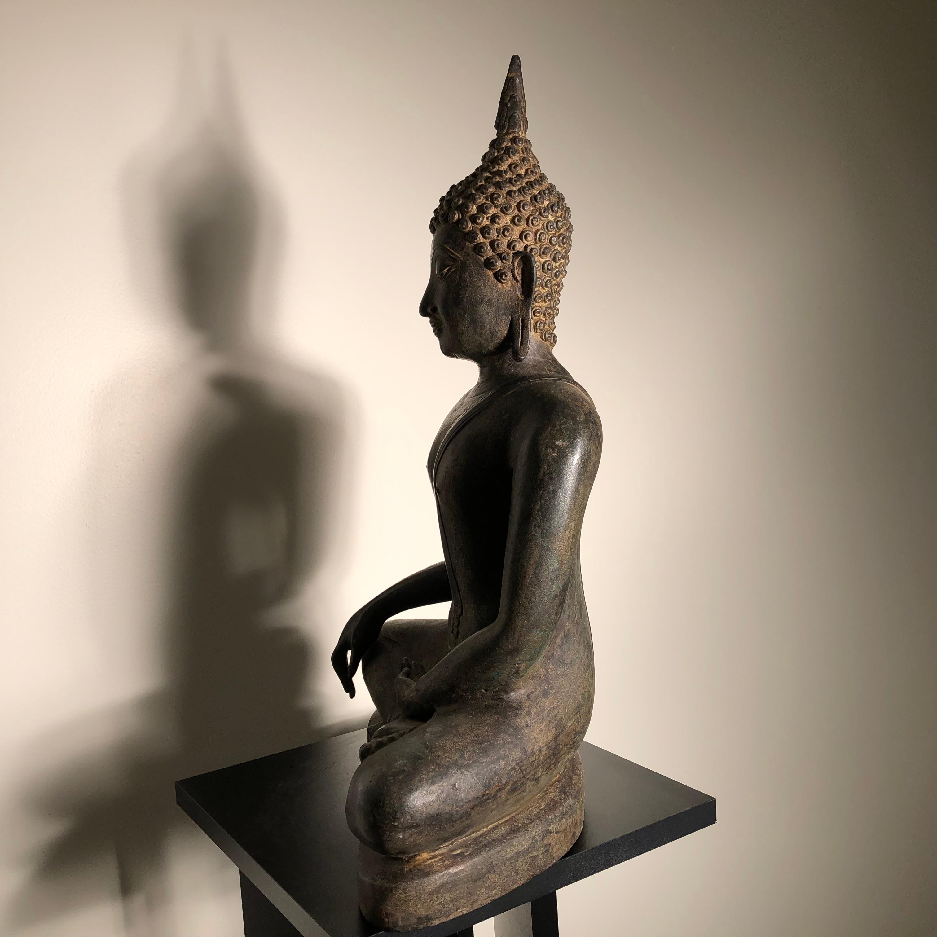 Thai Antique Bronze Enlightenment Buddha , 200 Years Old