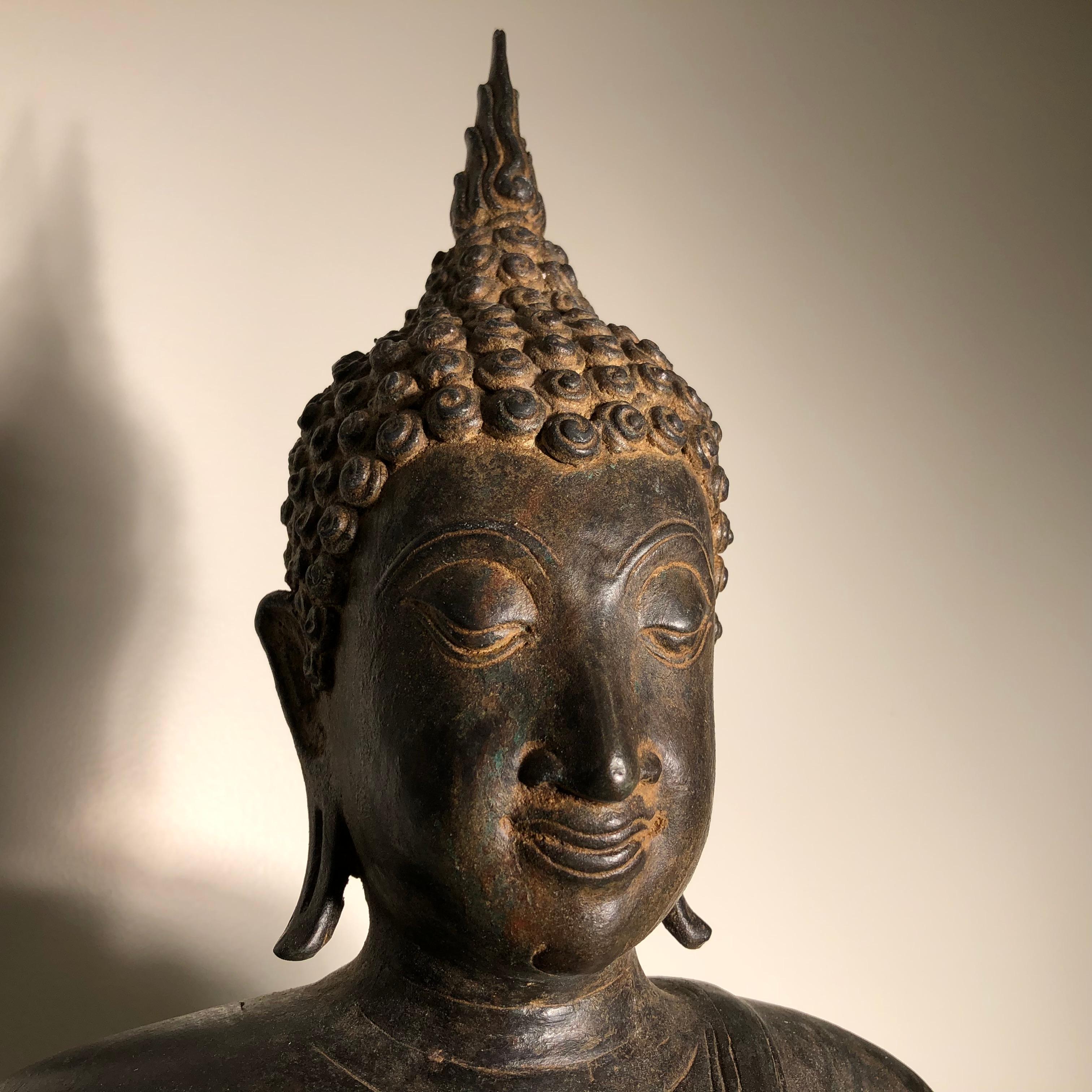 Patinated Antique Bronze Enlightenment Buddha , 200 Years Old