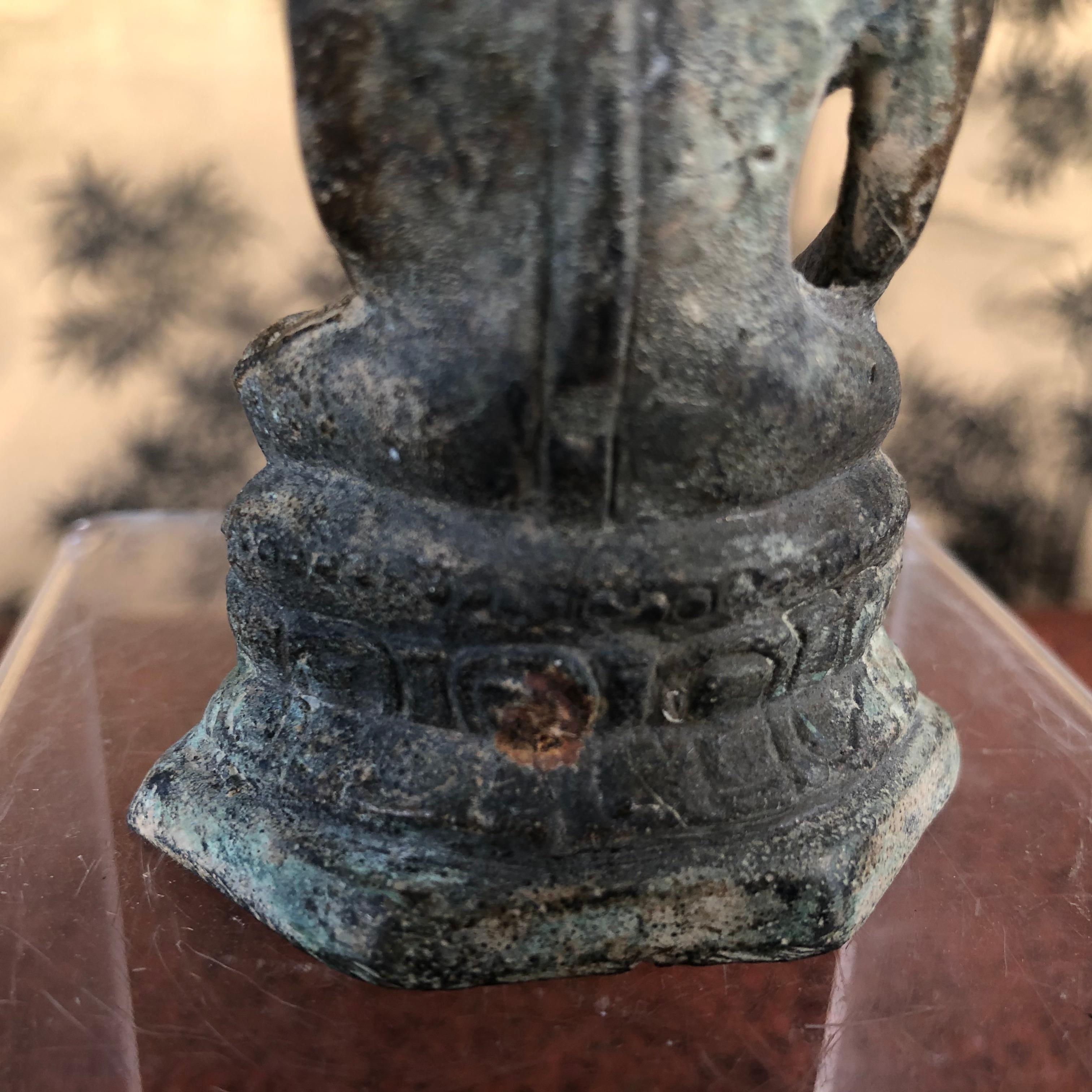 Antique Bronze Enlightenment Seated Buddha, 200 Years Old In Good Condition In South Burlington, VT