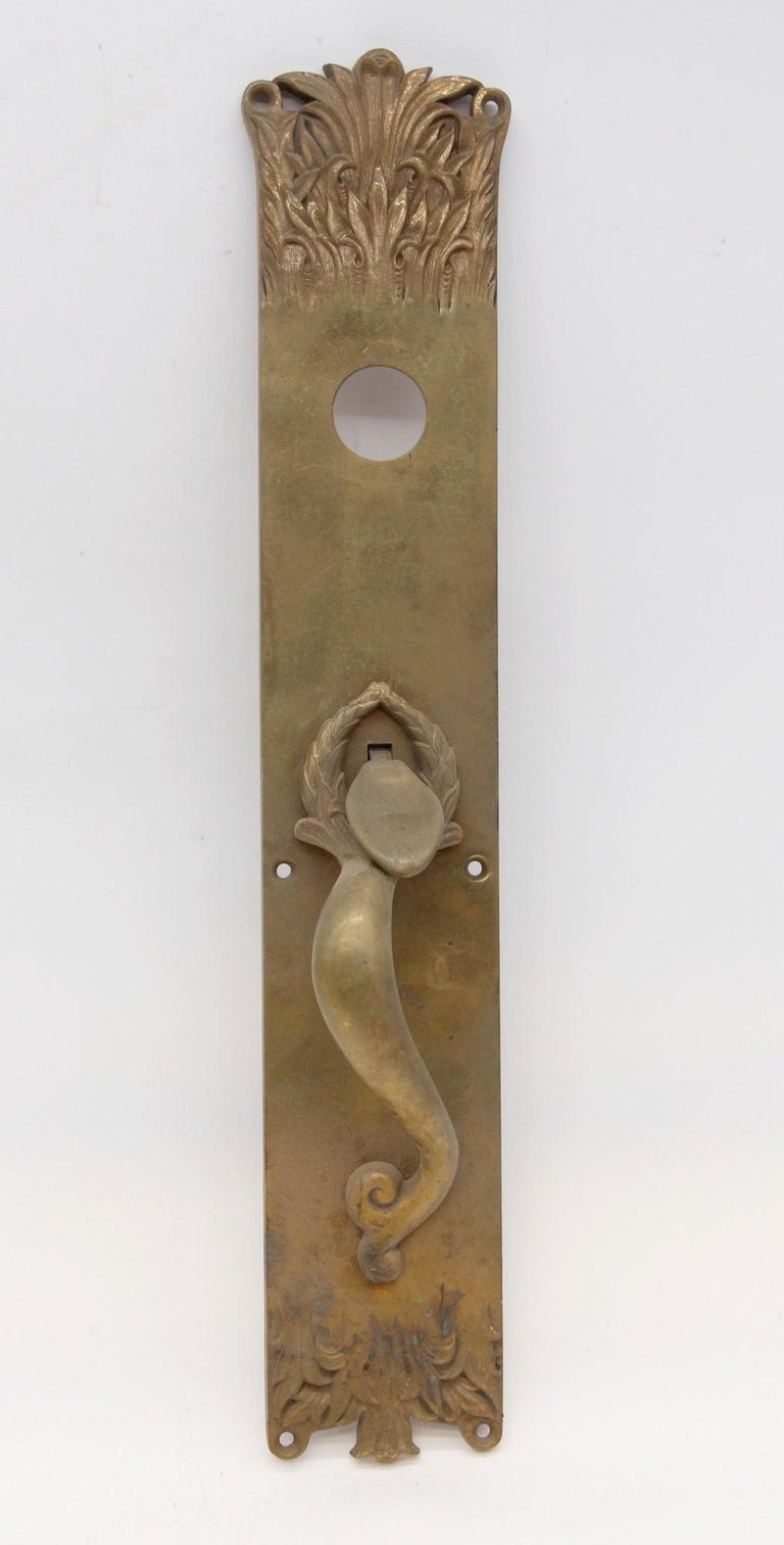 Antique Bronze Entry Door Pulls in Romanesque Style, with Curved Handles For Sale at 1stDibs