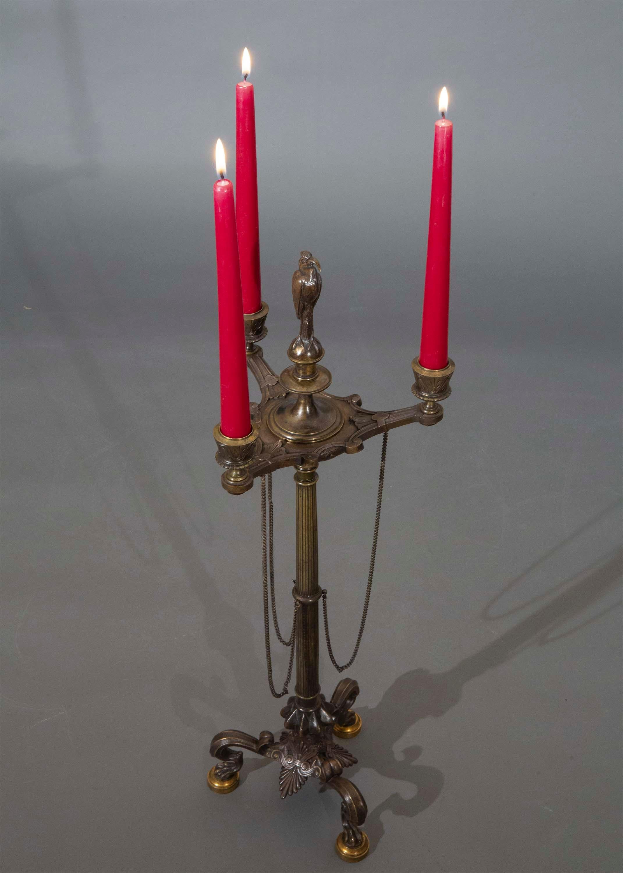 French Antique Bronze Etruscan Candelabrum 19th Century For Sale