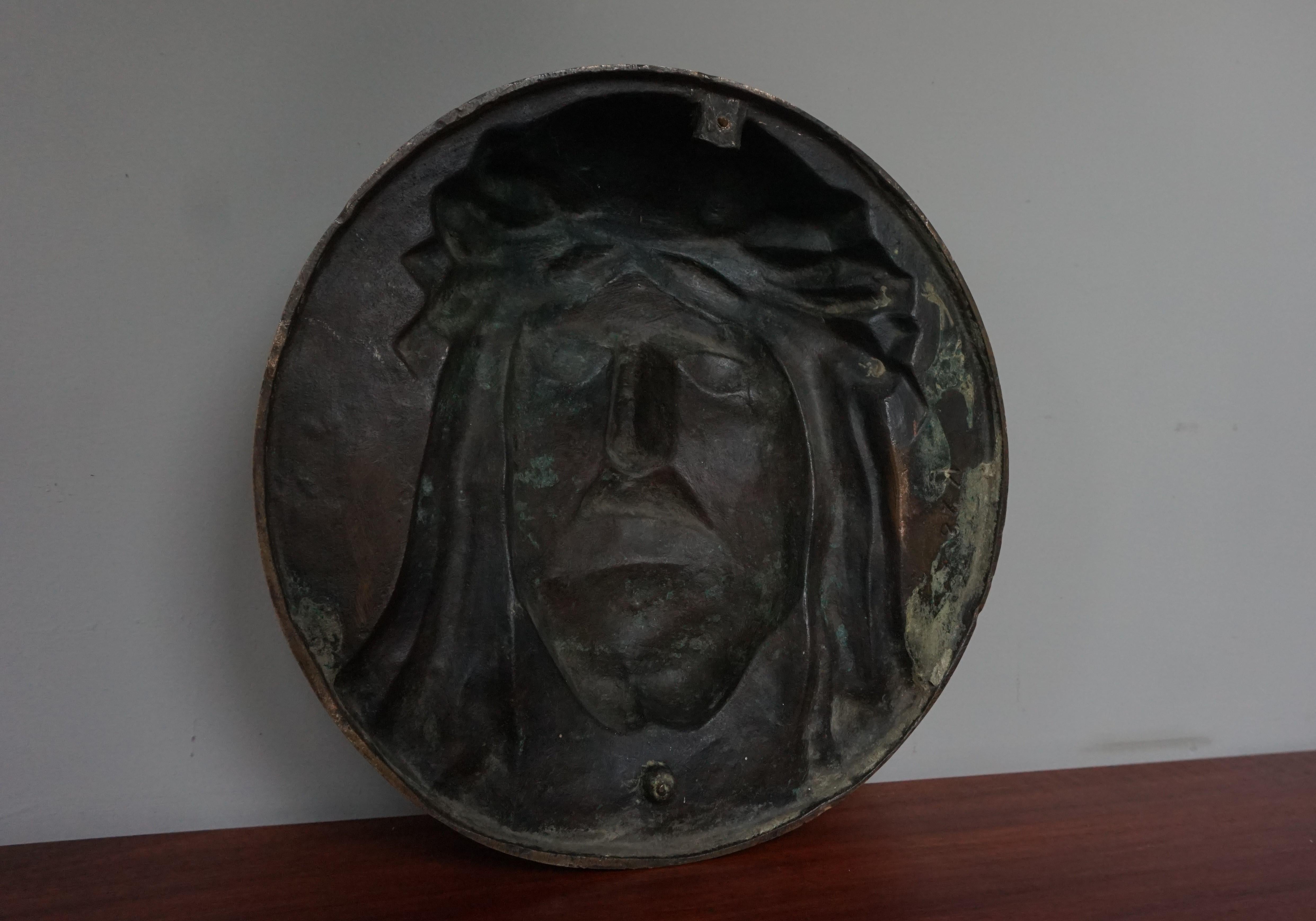 Bronze Face of Christ Wall Plaque Sculpture with The Best Ever Closed Eyes 1