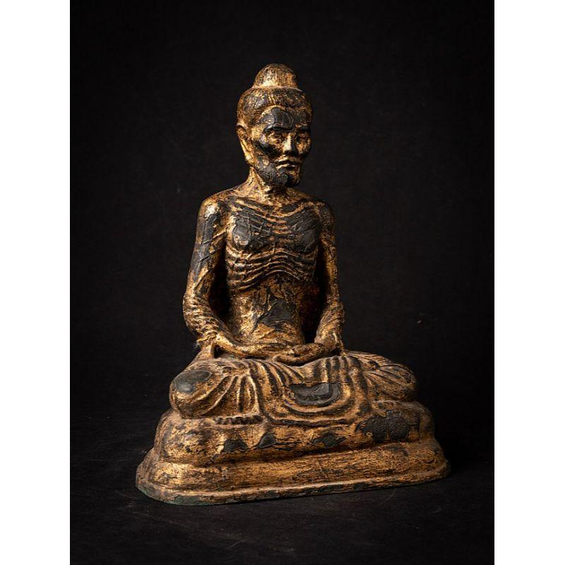 19th Century Antique Bronze Fasting Buddha Statue from Thailand