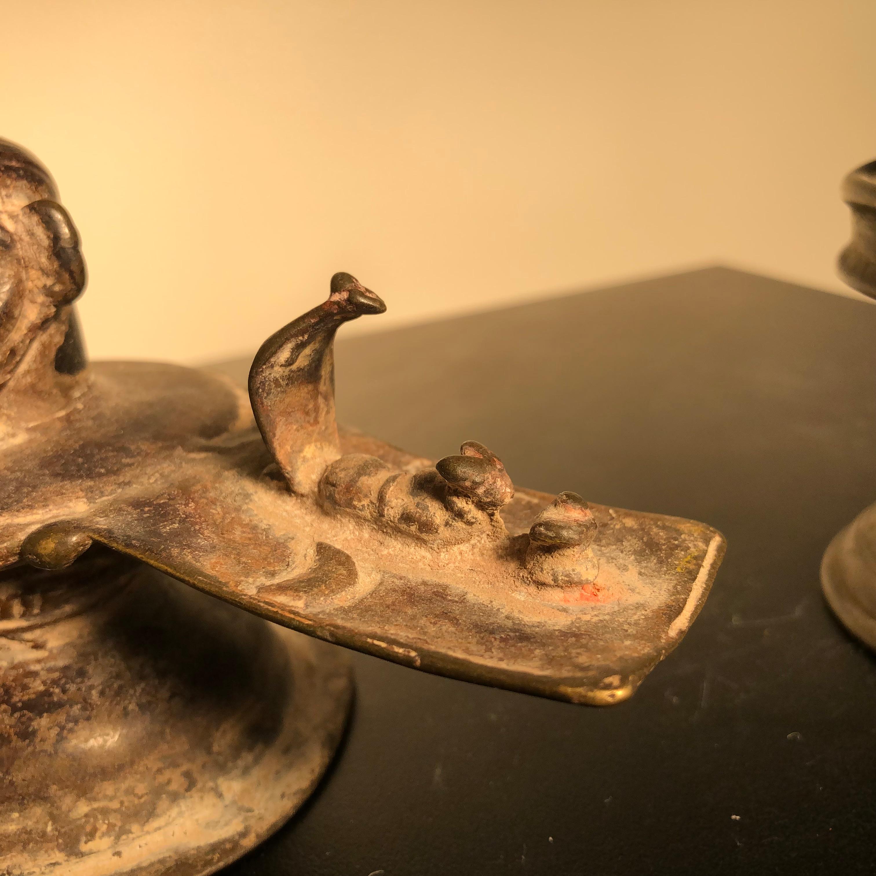 India Antique Bronze Fertility Votive Lingam & Oni  In Good Condition In South Burlington, VT