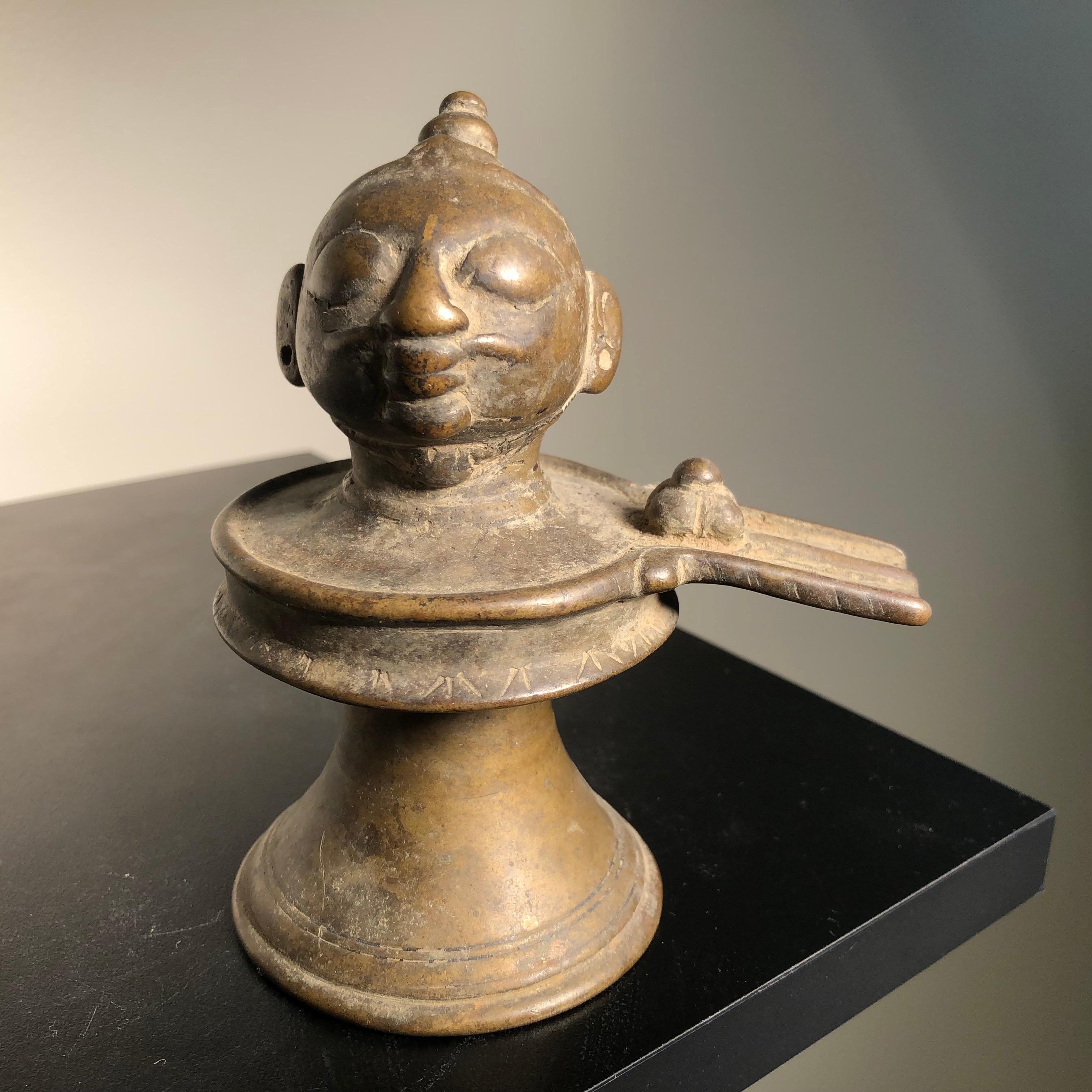 19th Century India Antique Bronze Fertility Votive Lingam & Oni 