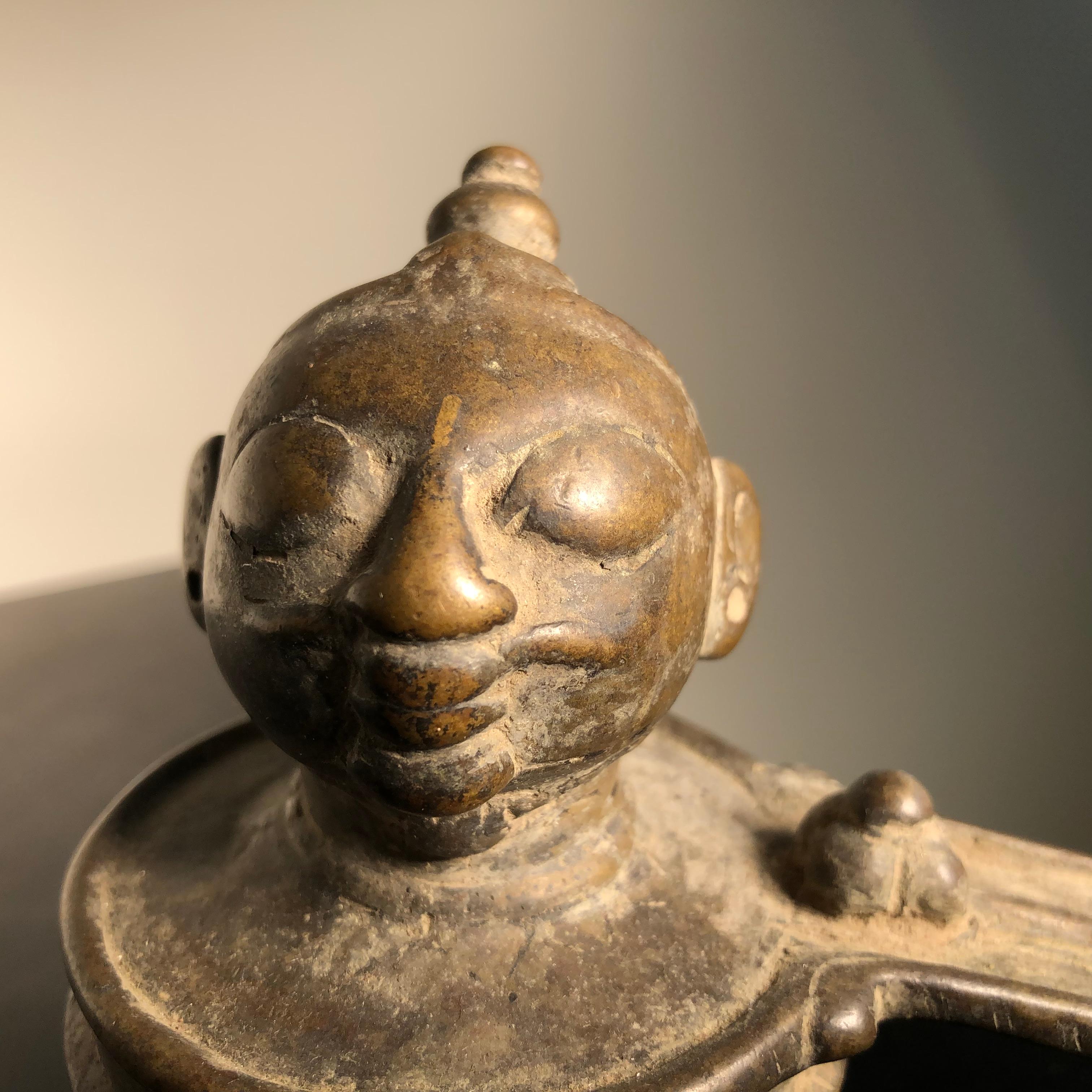 India Antique Bronze Fertility Votive Lingam & Oni  1
