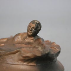 Antique Bronze Figural Athlete Swimmer Sculpture Signed R. Thuss, circa 1925