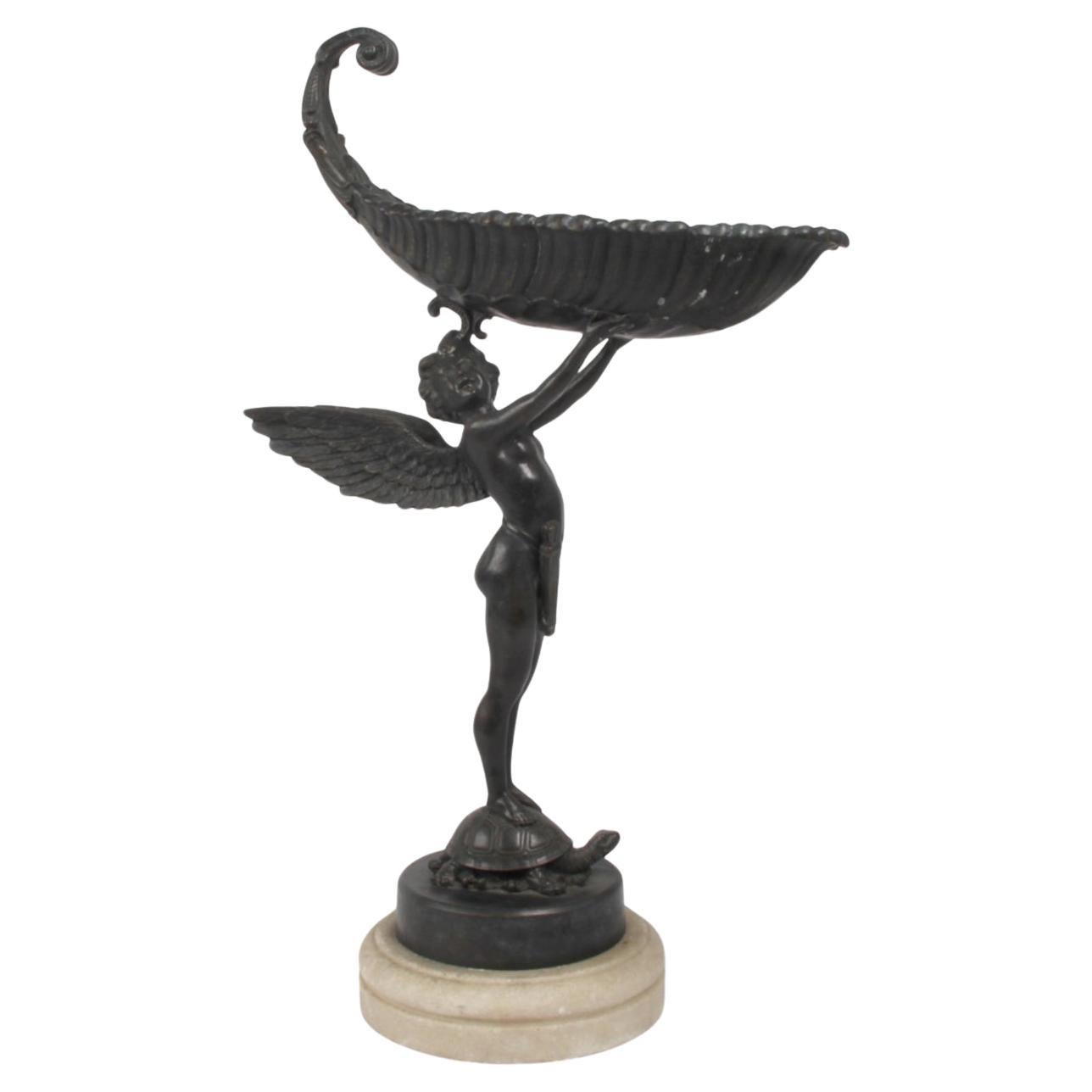 Antique Bronze Figural Tazza of Cupid After Franz Von Stuck (1863-1928) For Sale