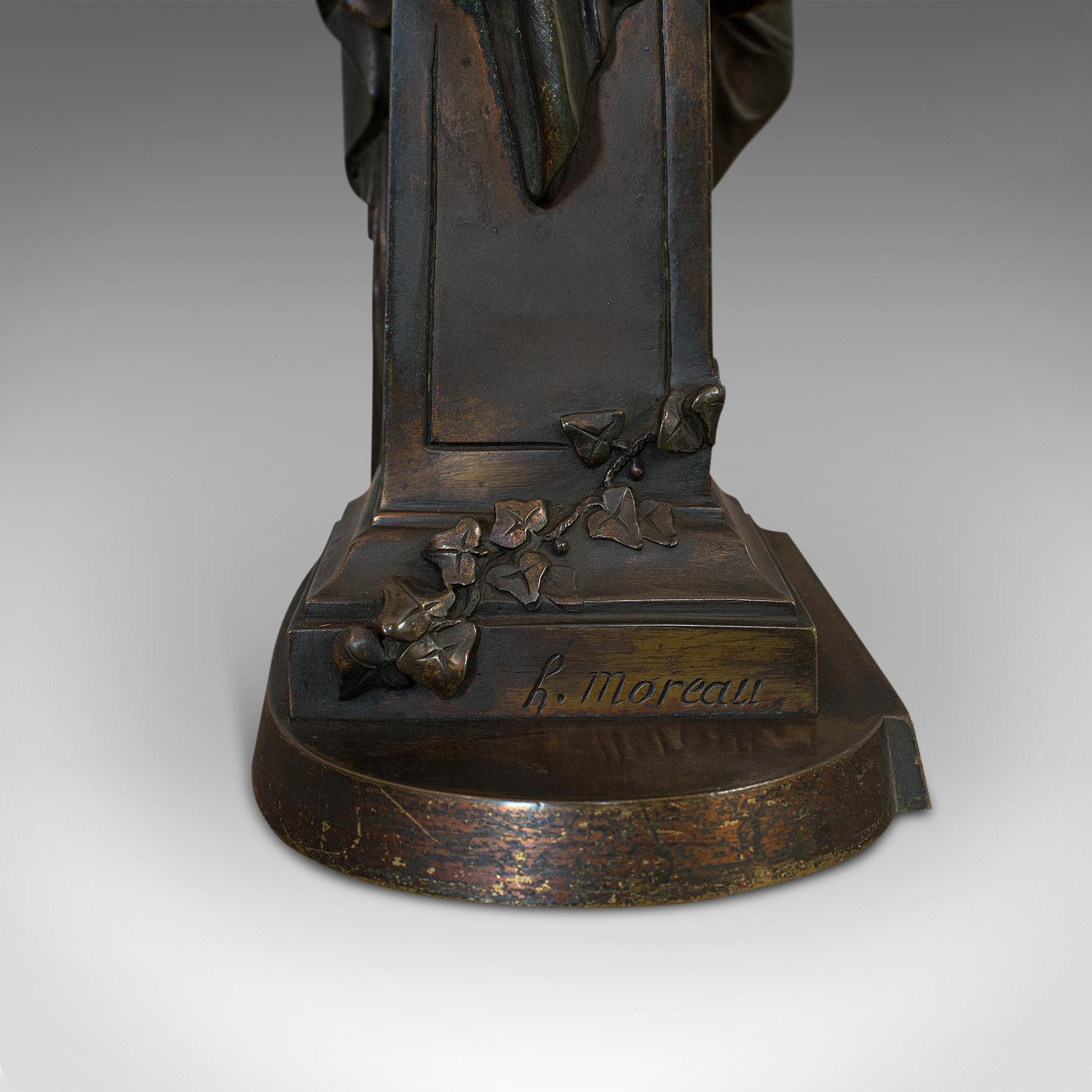 Antique Bronze Figure, French, Female, Art Nouveau, After Moreau, circa 1920 For Sale 8