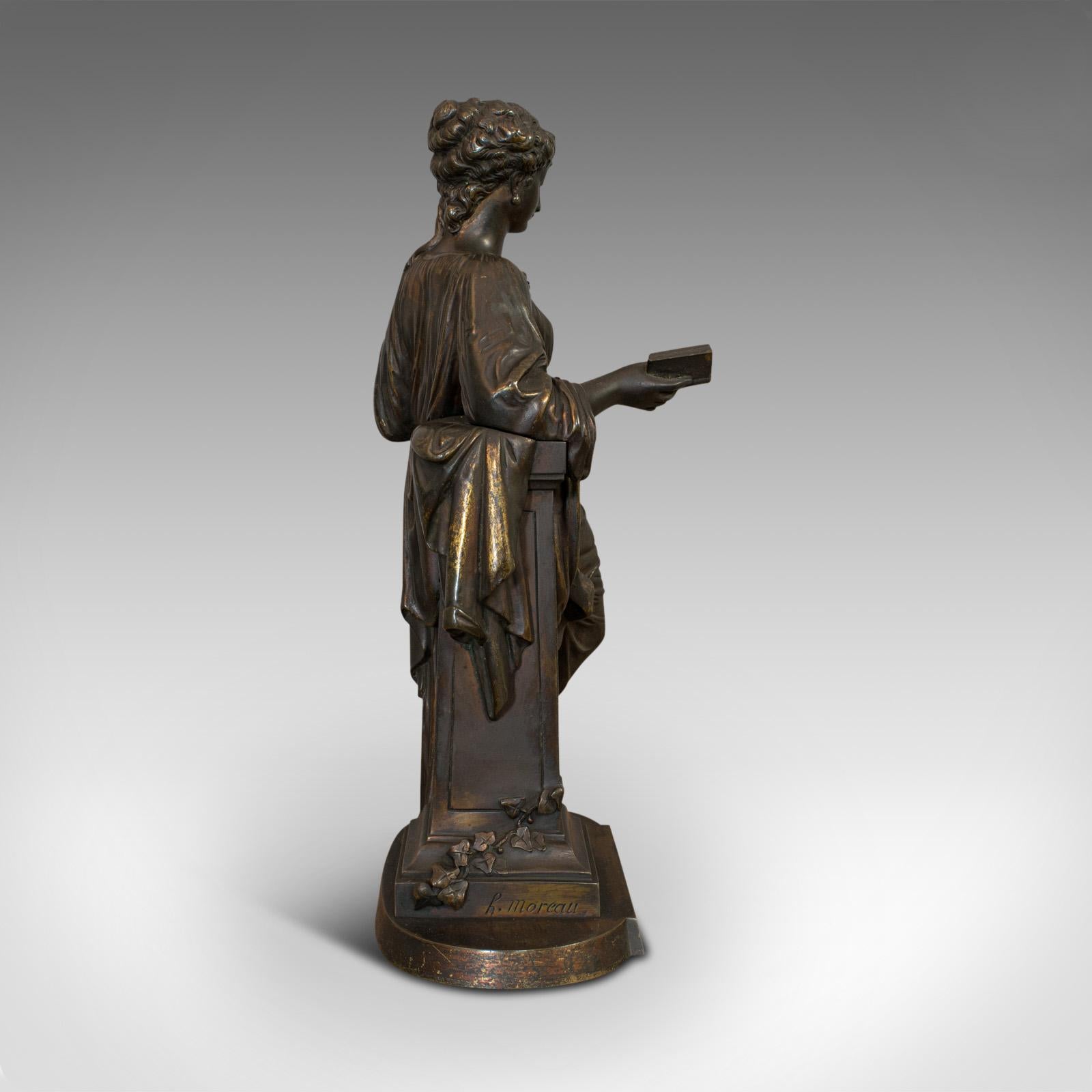 20th Century Antique Bronze Figure, French, Female, Art Nouveau, After Moreau, circa 1920 For Sale