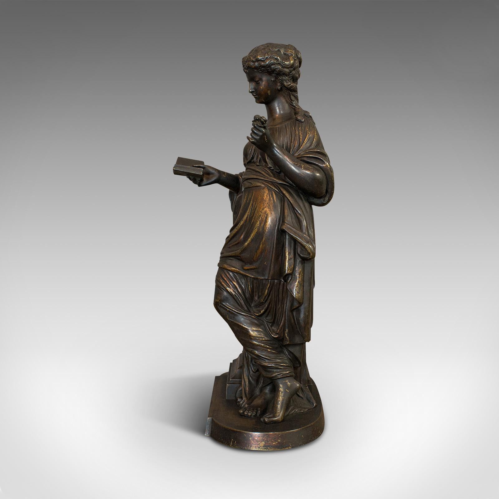 Antique Bronze Figure, French, Female, Art Nouveau, After Moreau, circa 1920 For Sale 1