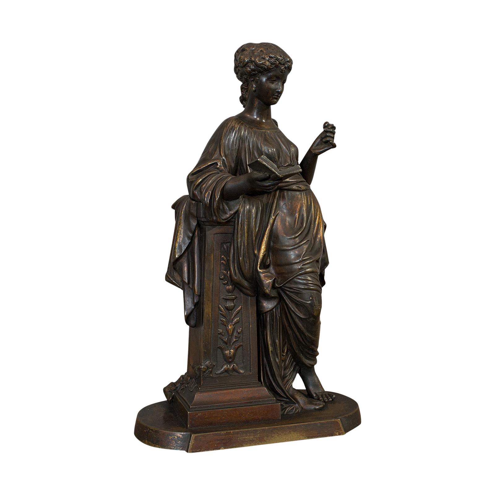 Antique Bronze Figure, French, Female, Art Nouveau, After Moreau, circa 1920
