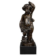 Antique Bronze Figure of a Cherub Holding a Wheat Sheaf