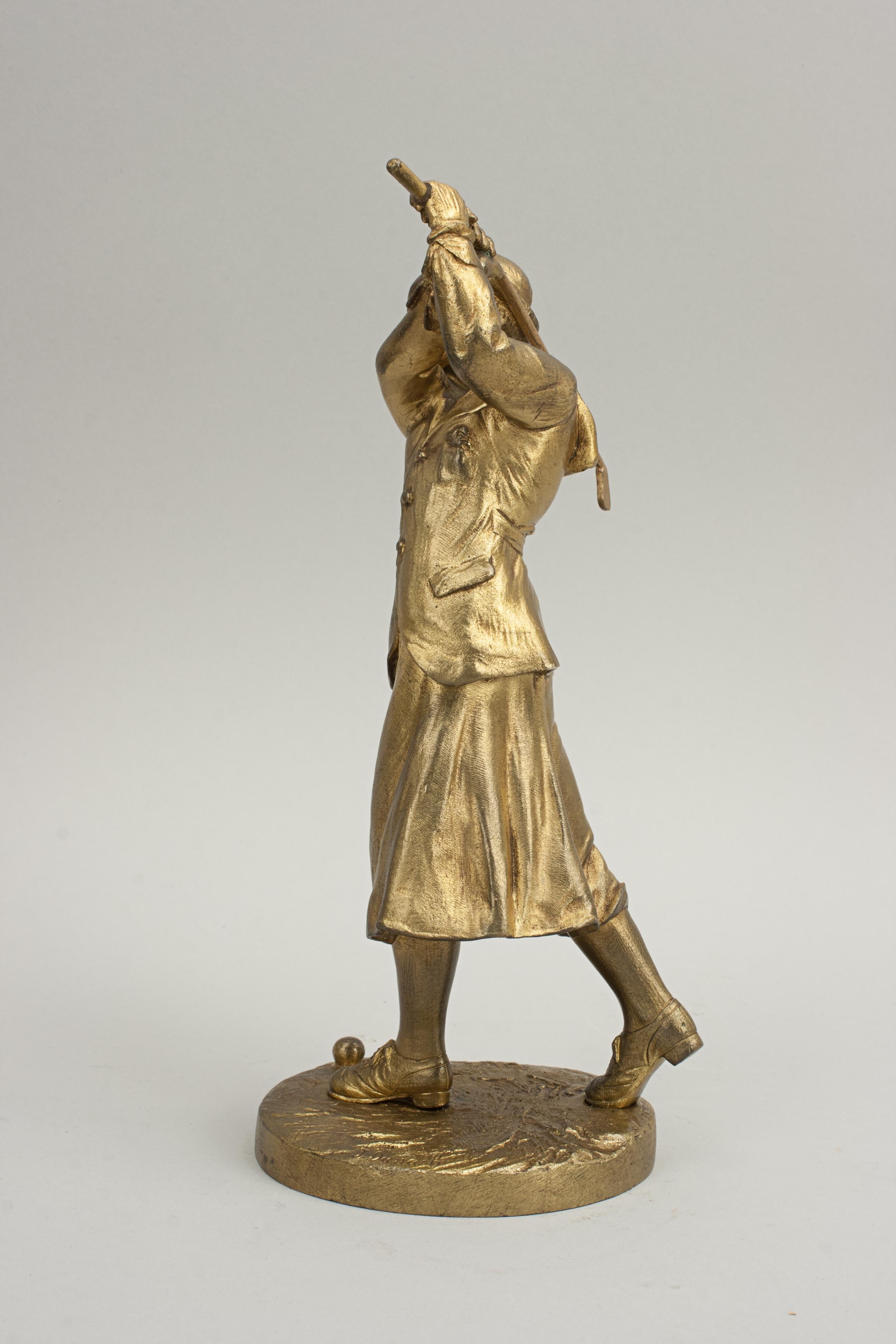 Figura antigua de bronce de una señora golfista en Bueno estado para la venta en Oxfordshire, GB