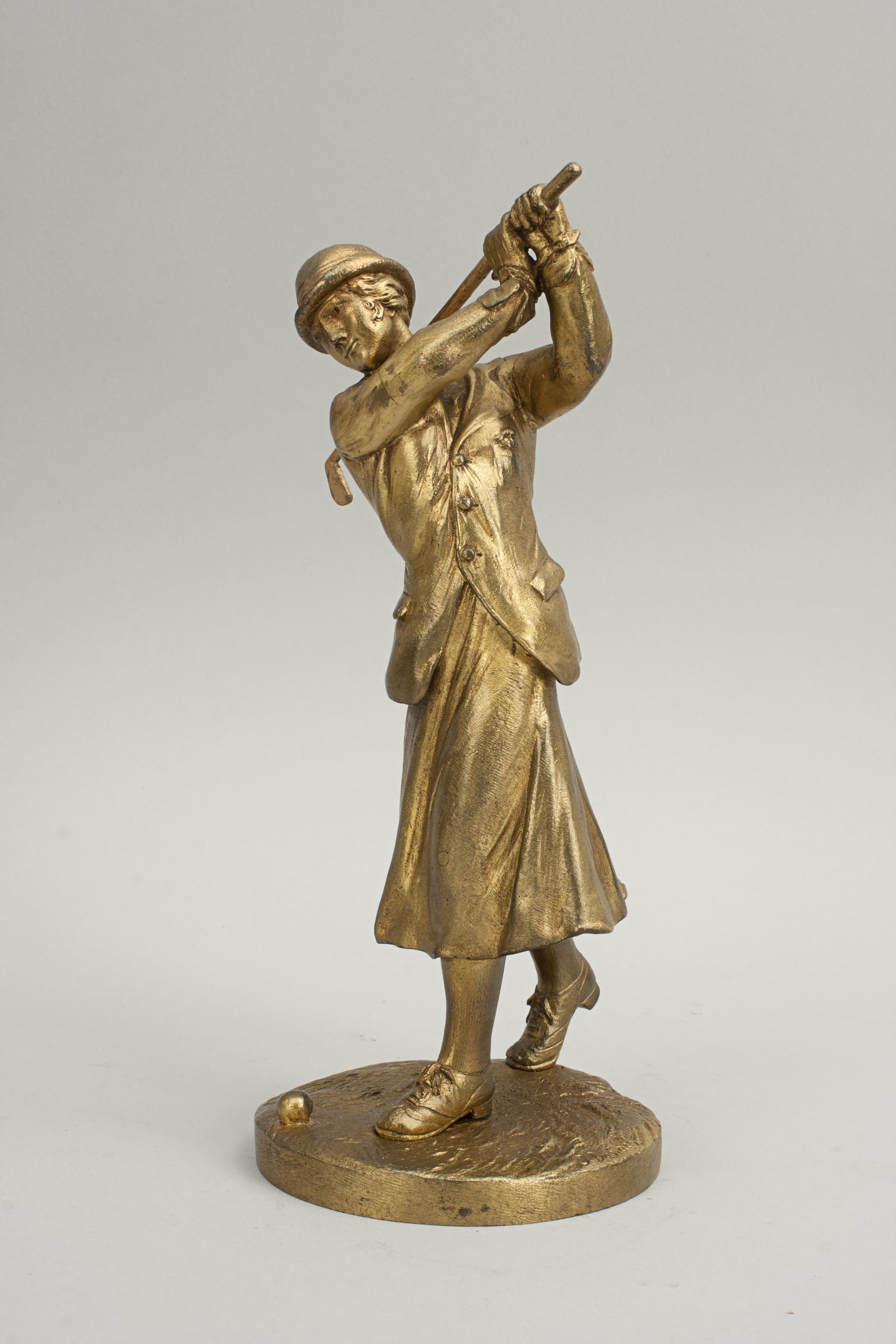 Antique Bronze Figure of a Lady Golfer For Sale 3