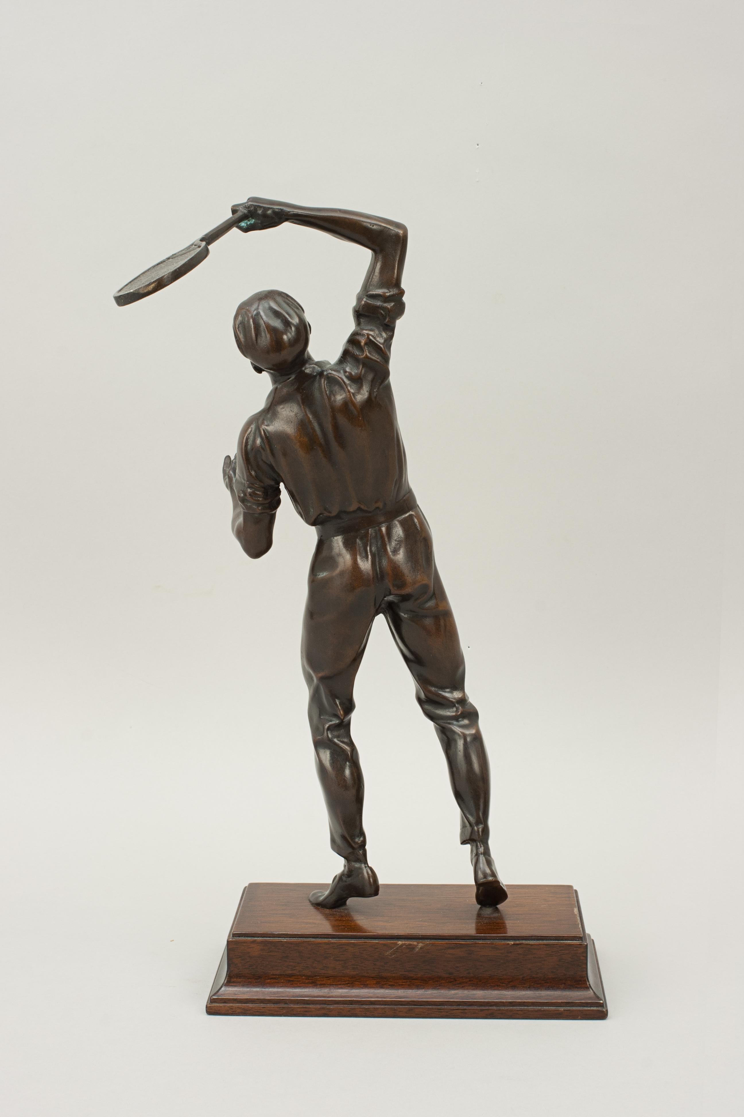 Sporting Art Antique Bronze Figure of a Tennis Player For Sale