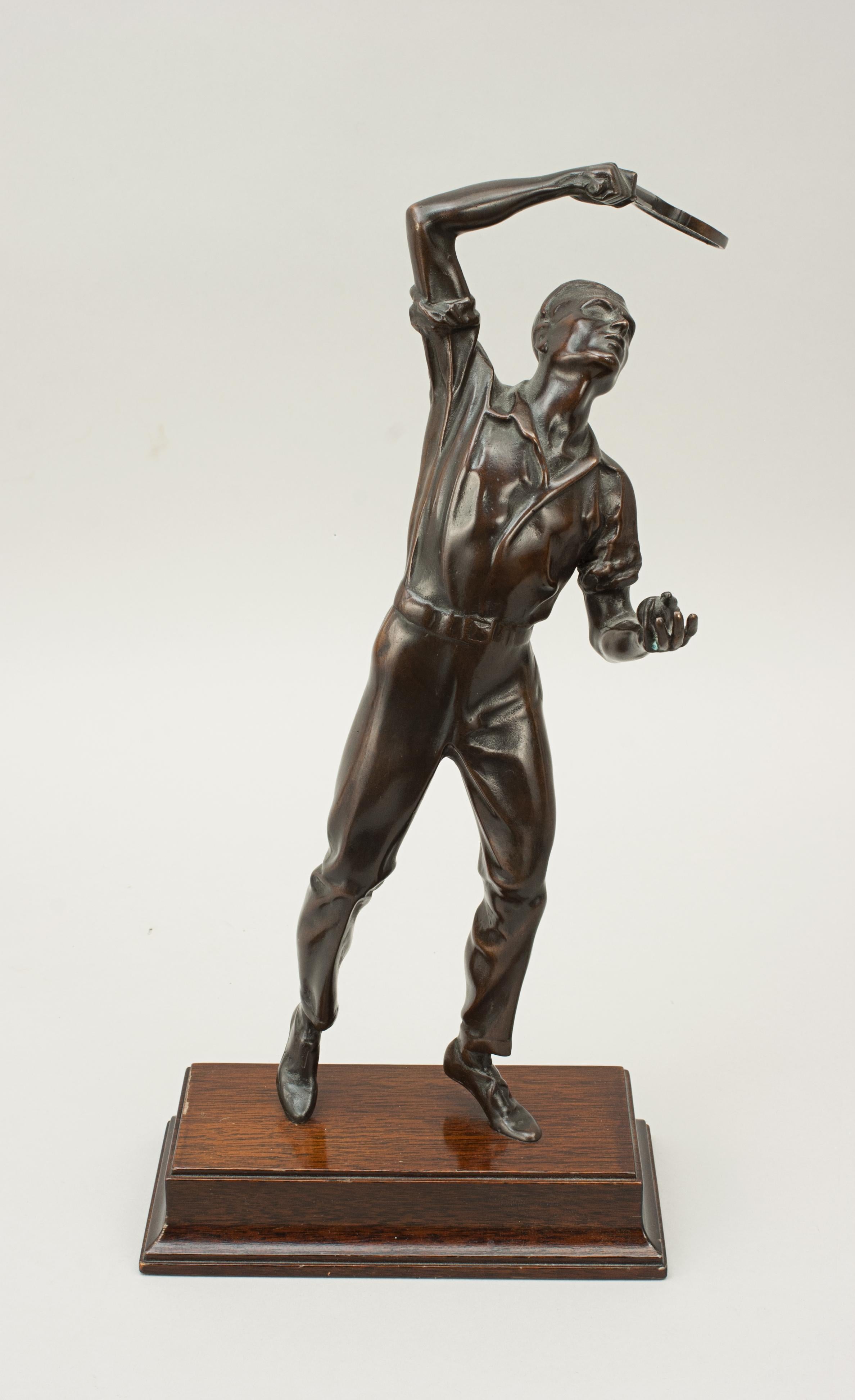 20th Century Antique Bronze Figure of a Tennis Player For Sale