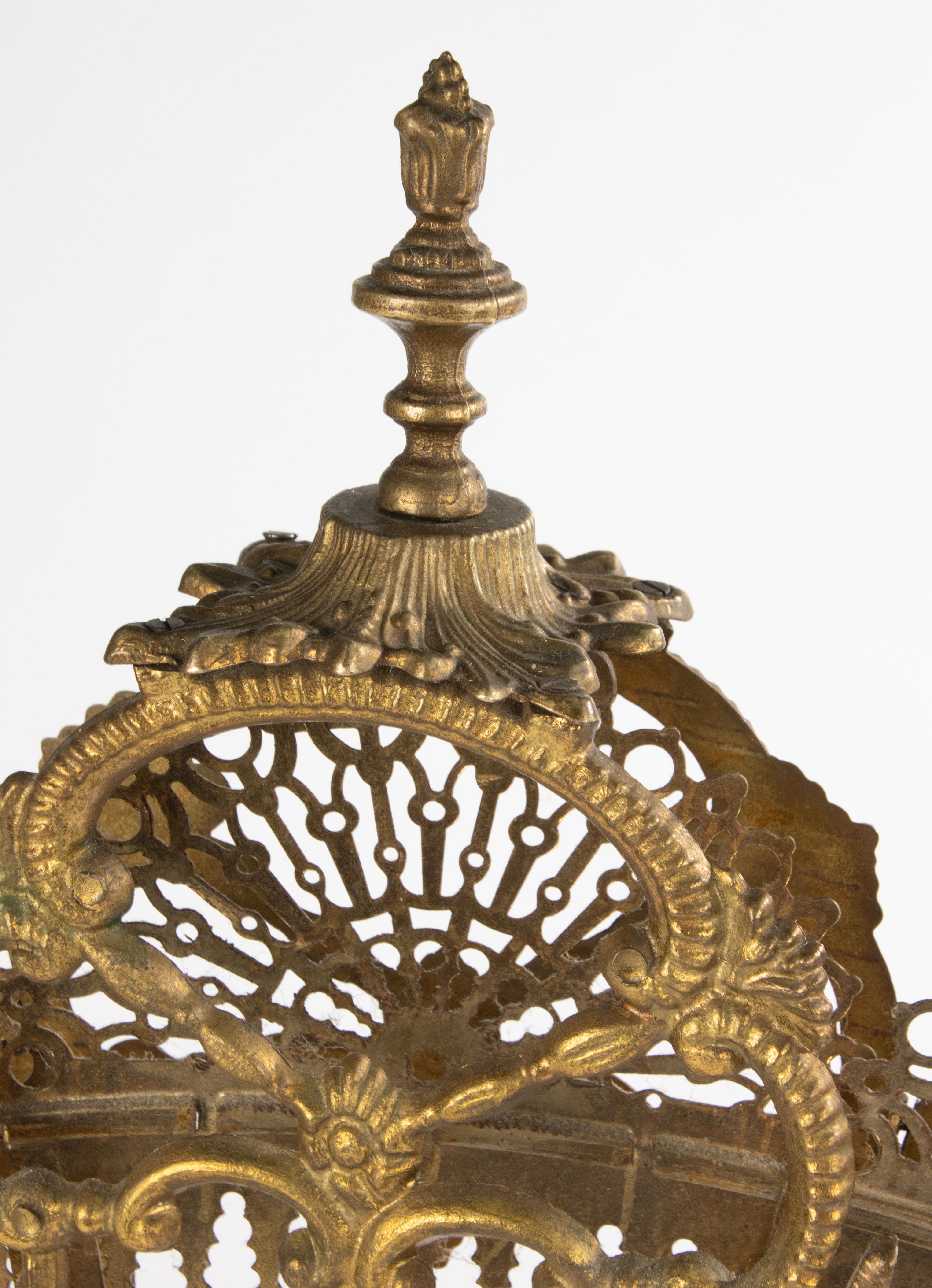 Paravent de cheminée en bronze antique - Peacock Fan en vente 4